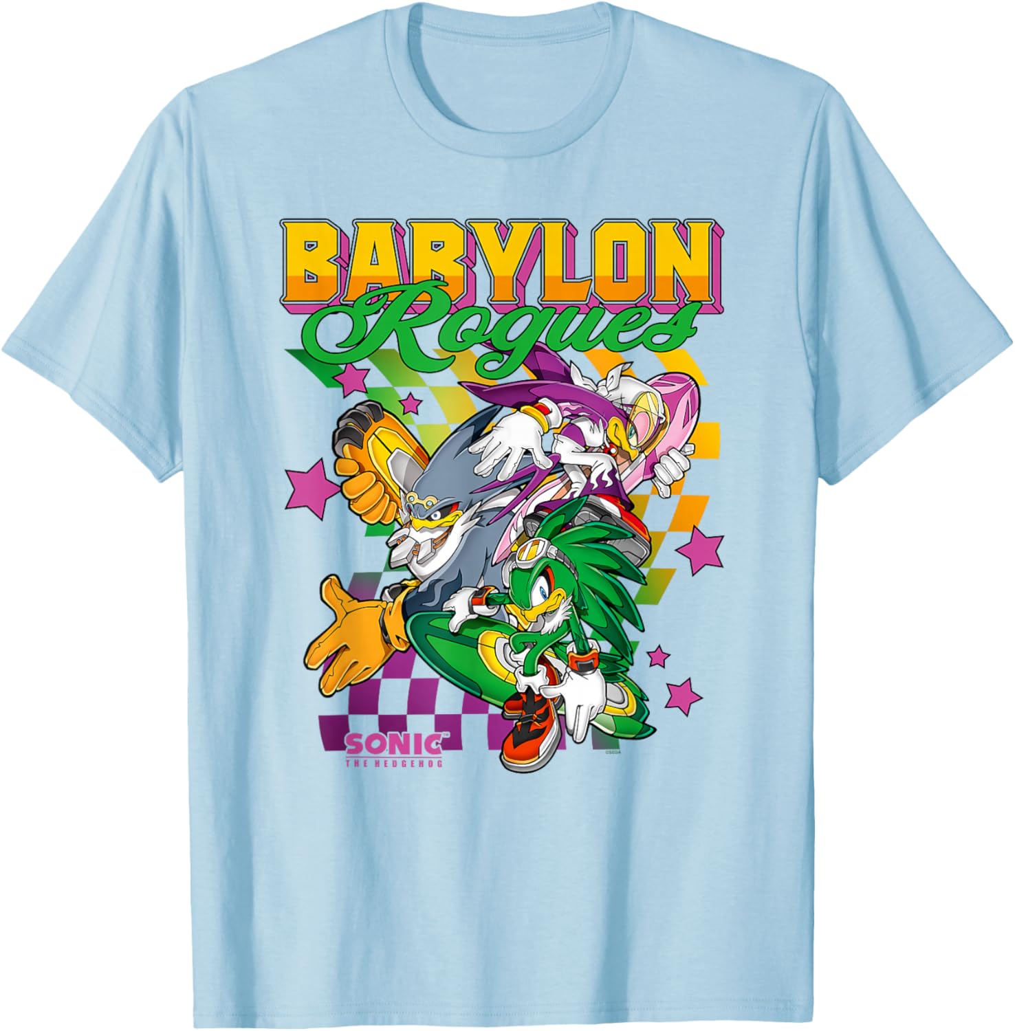 Sonic The Hedgehog Babylon Rogues Crew Retro Chest Poster T-Shirt - 4