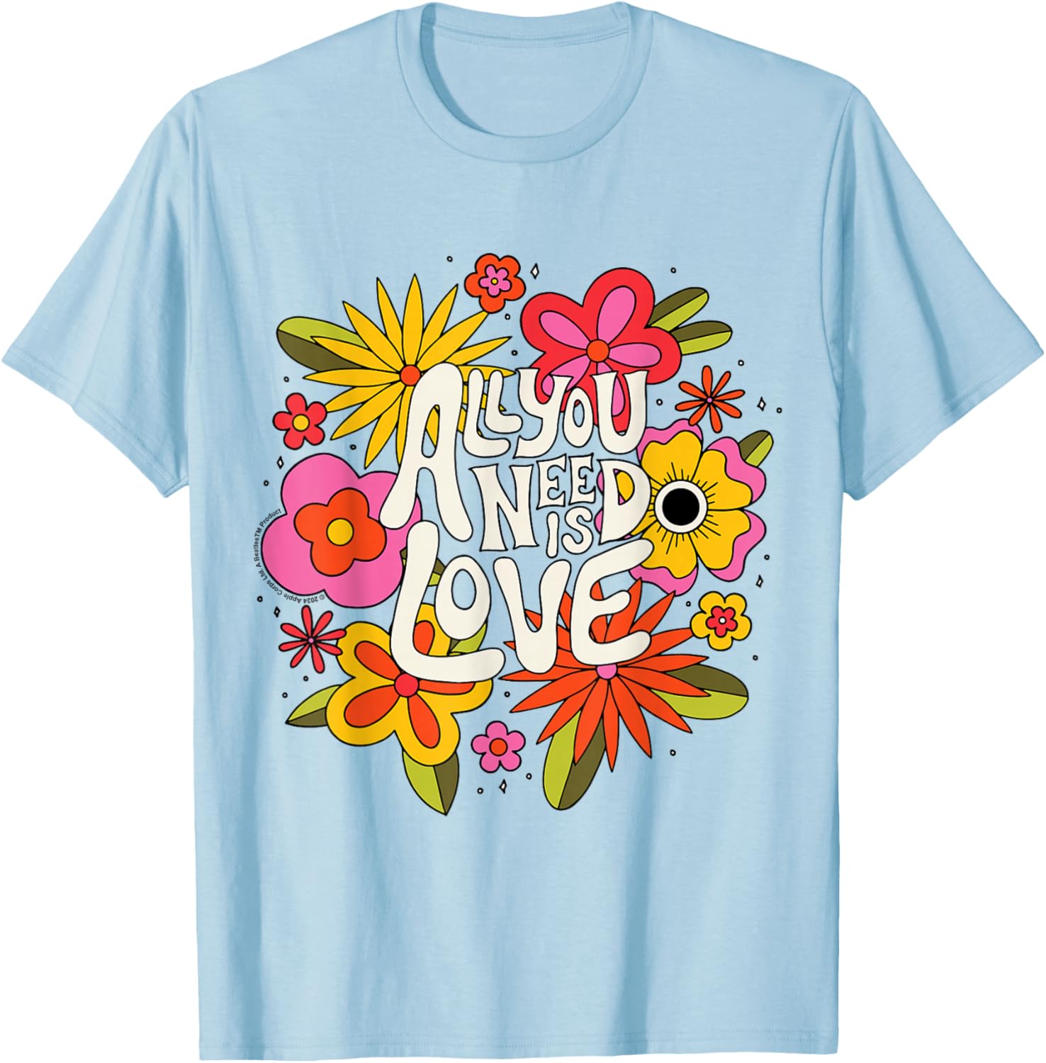 The Beatles All You Need Is Love Retro Floral T-Shirt for Music Lovers - 6