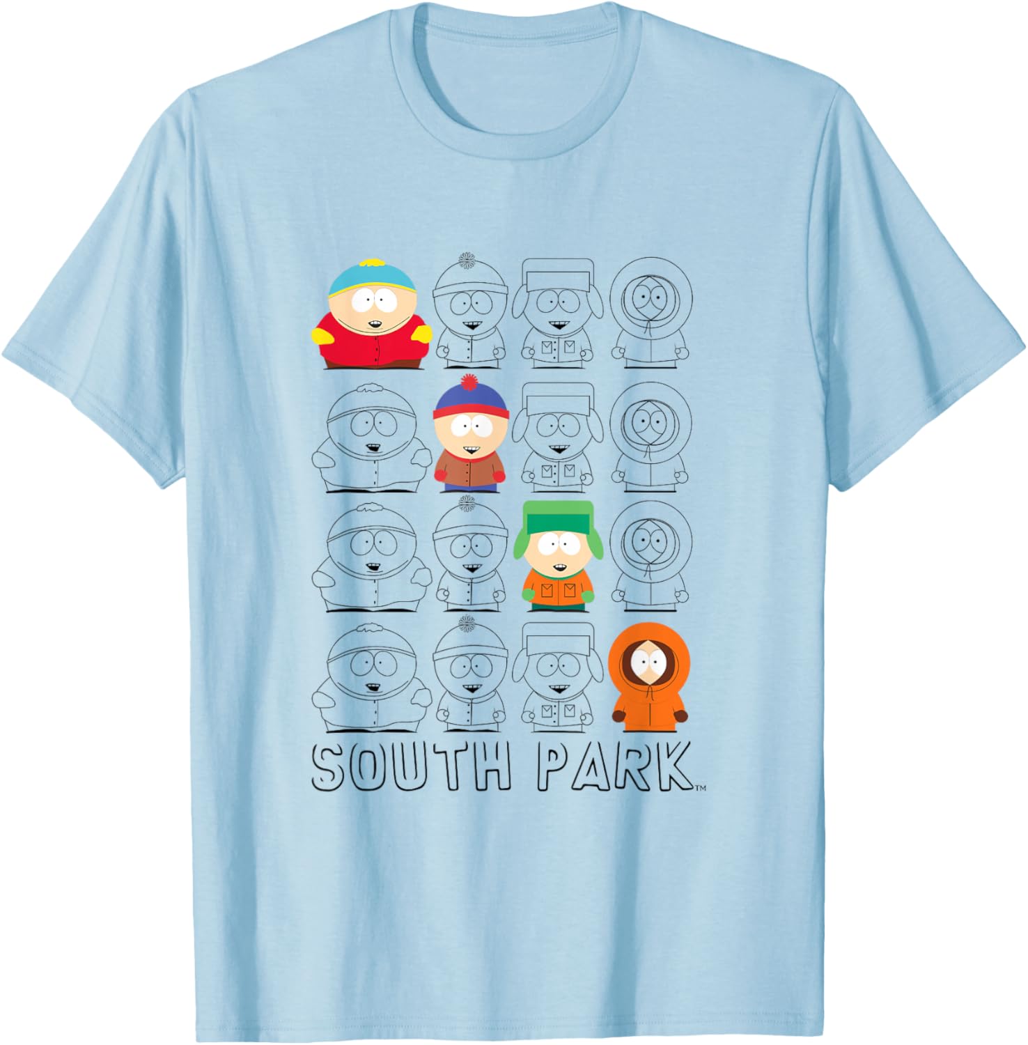 South Park Diagonal Character Box Up T-Shirt for Fun Stylish Fans - 8