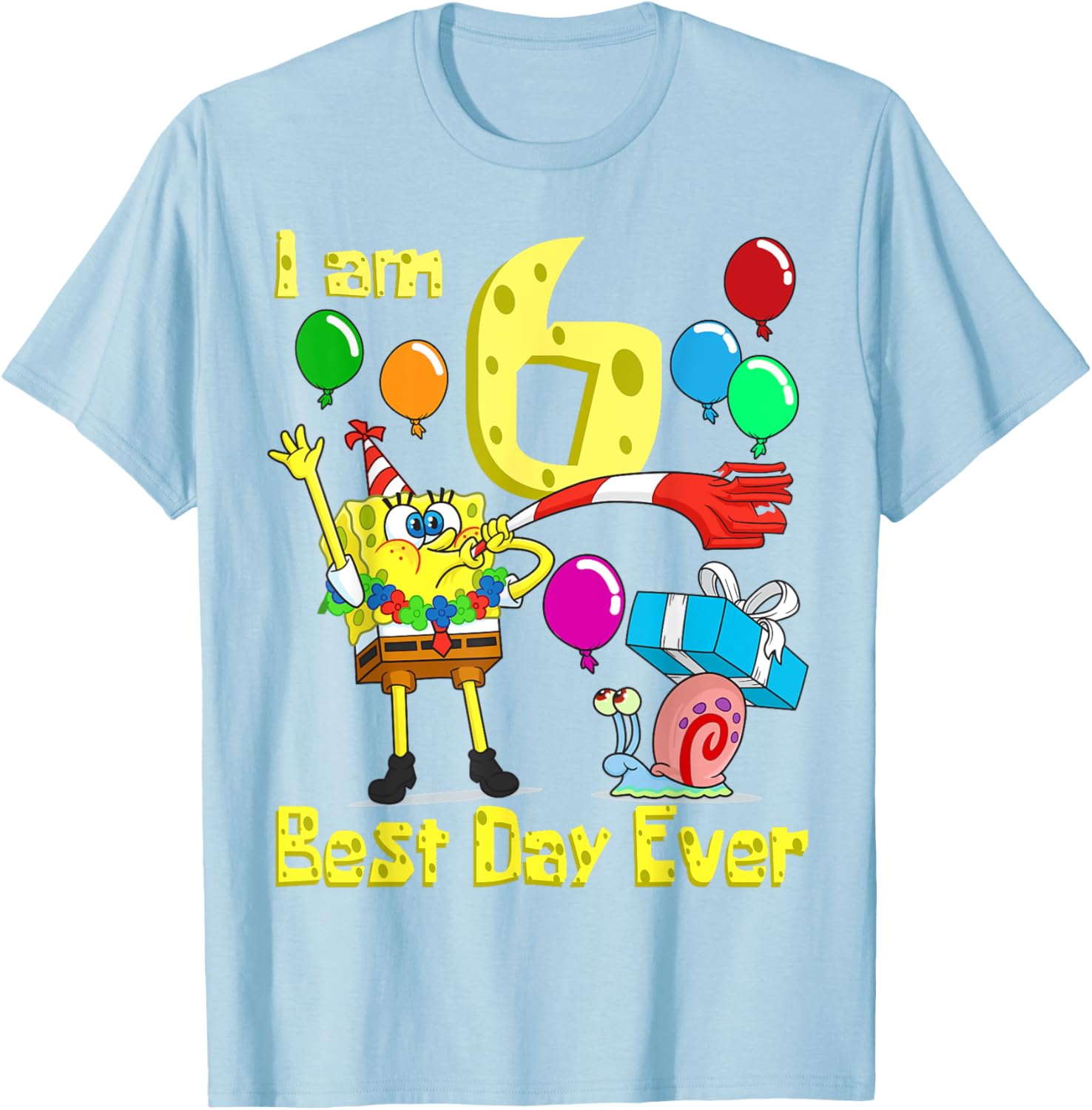 SpongeBob SquarePants Birthday T-Shirt for 6 Year Olds Fun Party Wear - 2