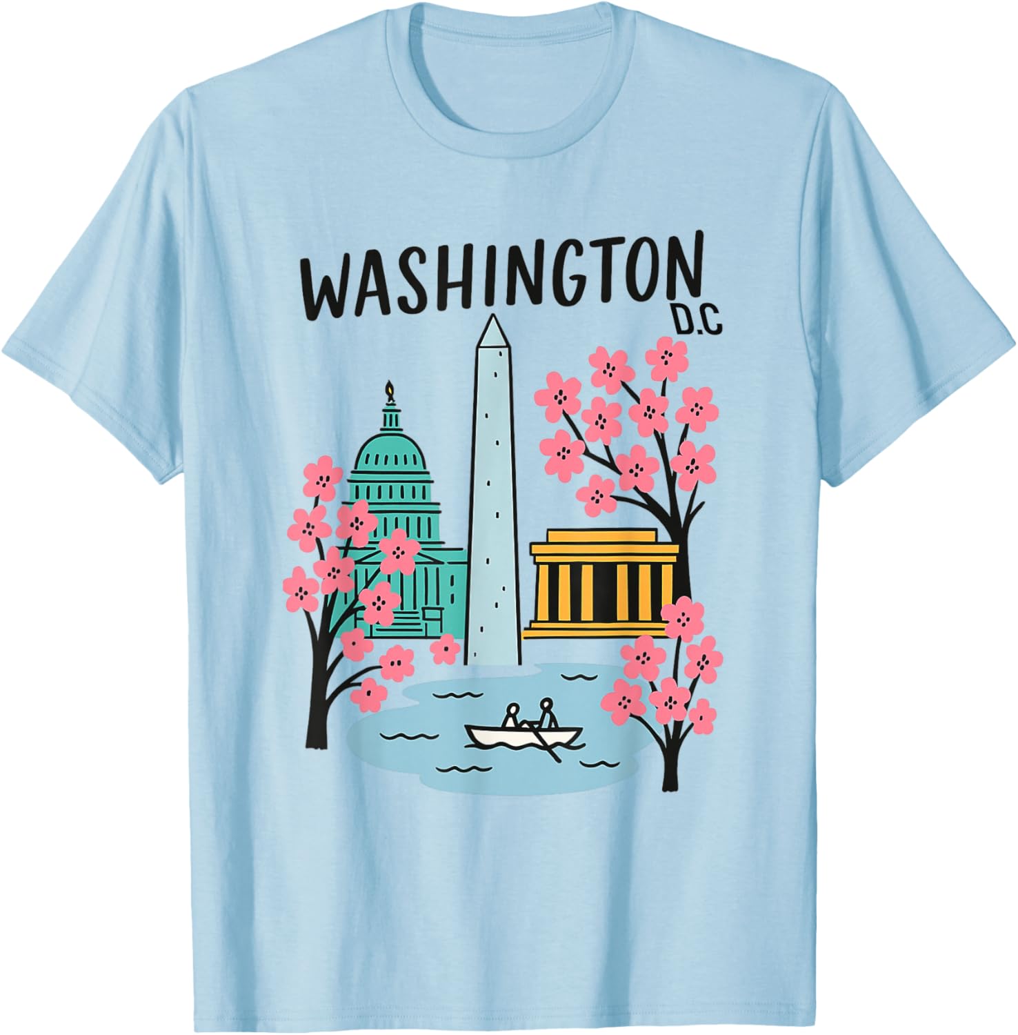Washington DC Cherry Blossoms Art T-Shirt for Nature Lovers and Travelers - 3