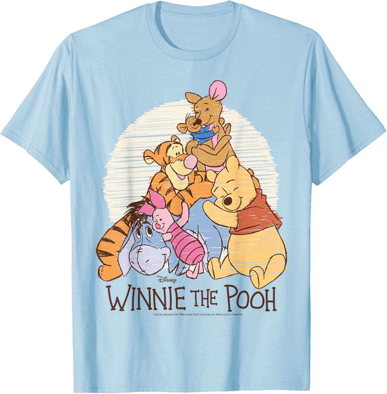 Winnie The Pooh Characters Hug T-Shirt for Kids and Adults Fun Wear - 8