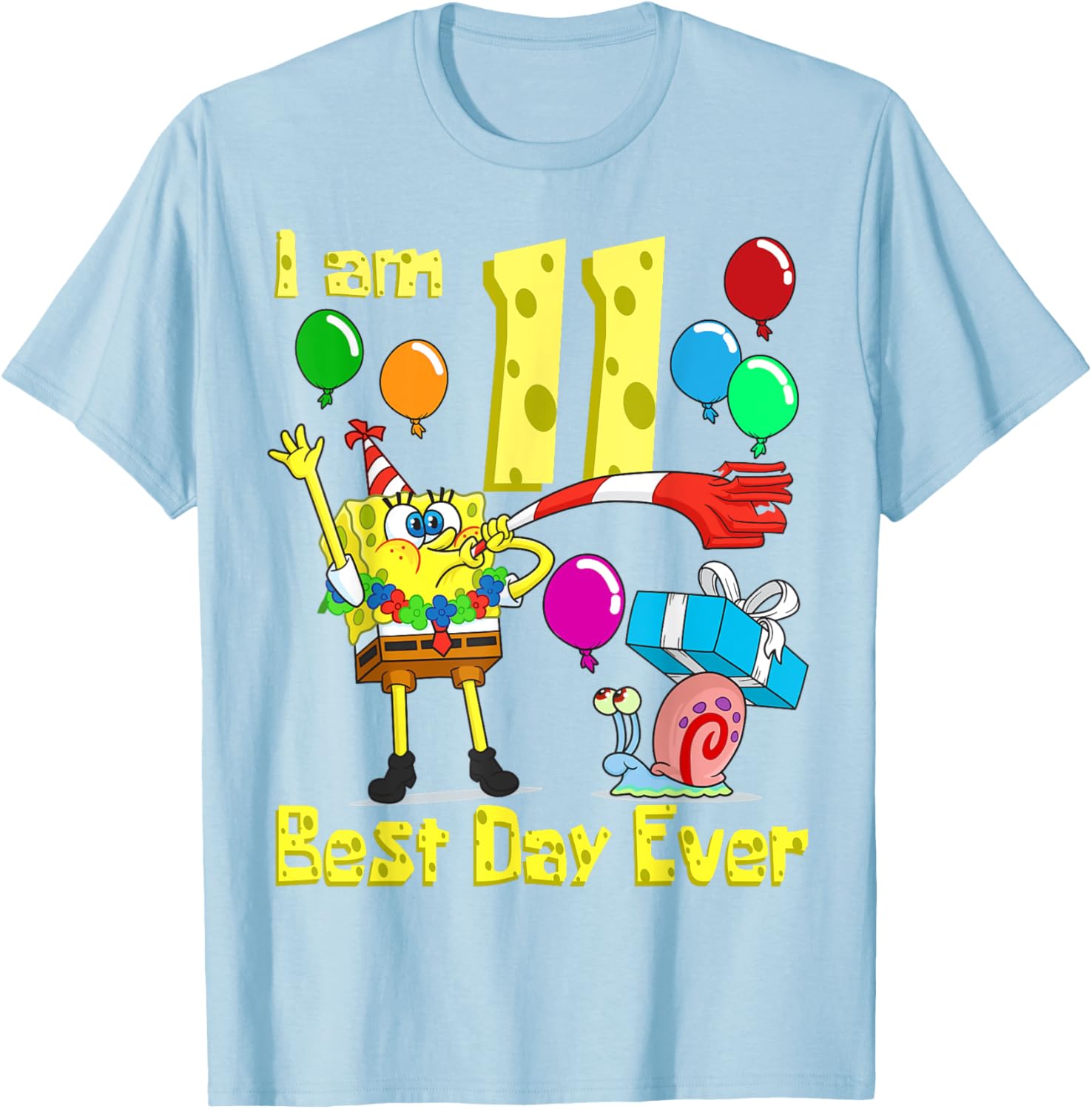 SpongeBob Birthday T-Shirt for 11 Year Olds Fun Party Apparel - 13