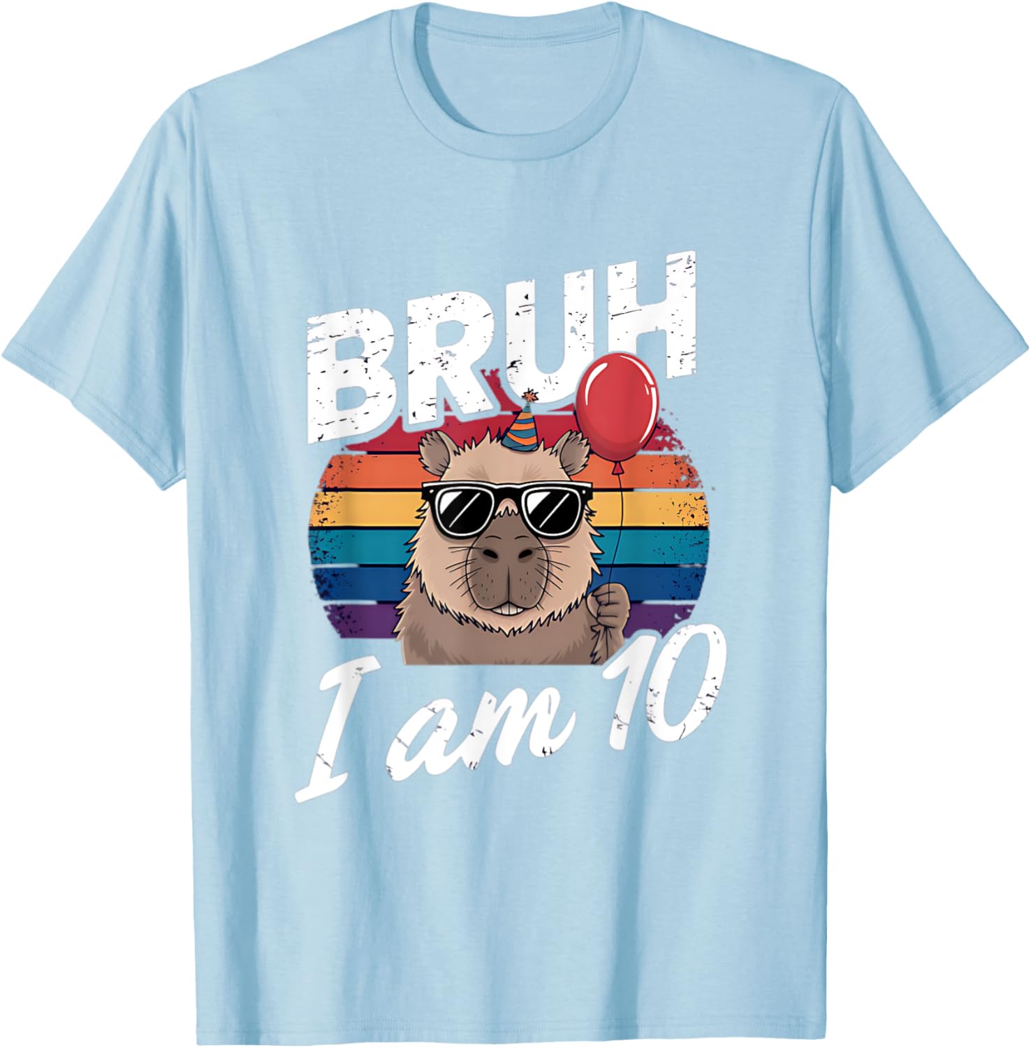 Retro Sunset Capybara T-Shirt for Kids' 10th Birthday Celebration - 7