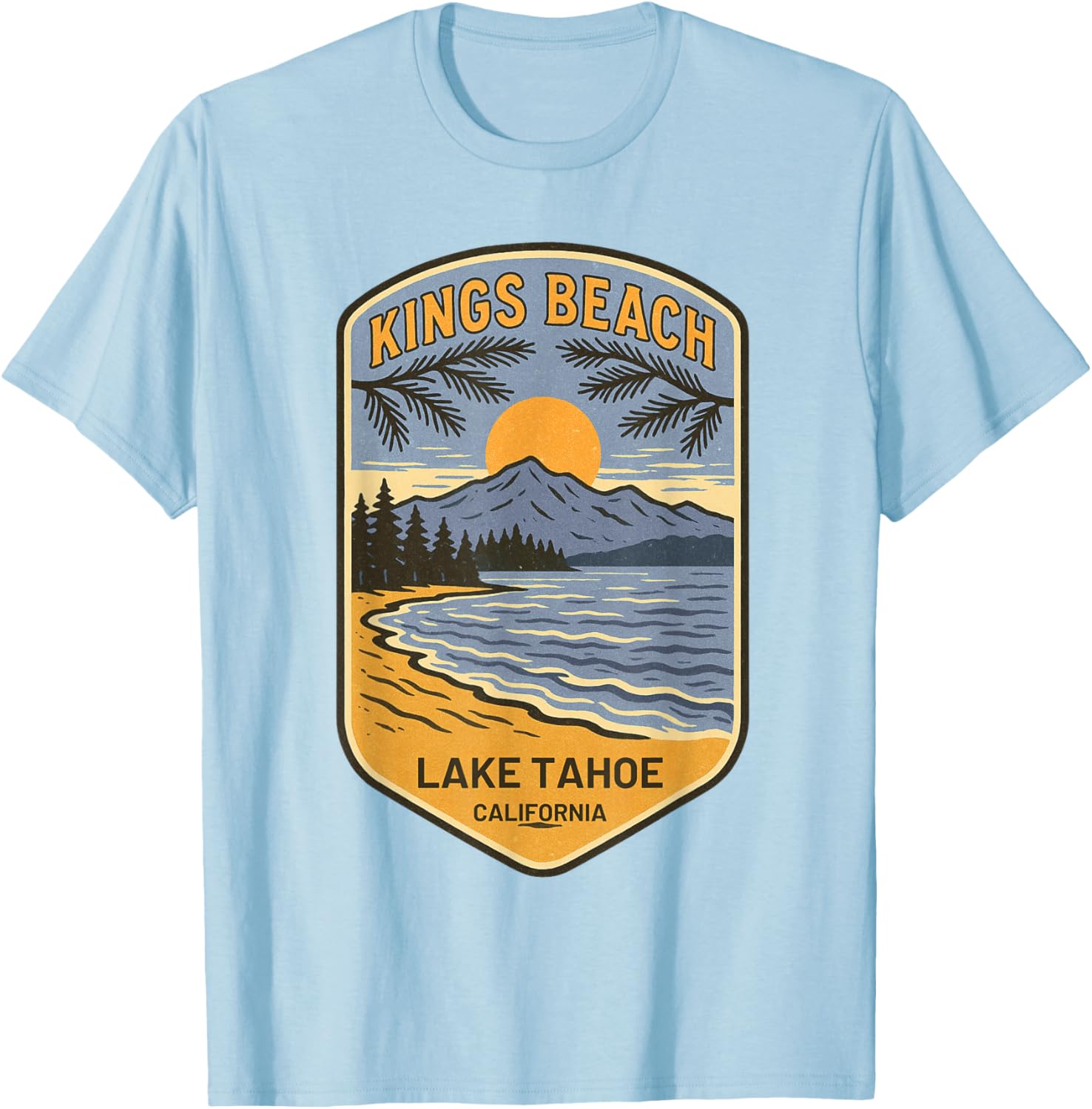 Retro Kings Beach Lake Tahoe T-Shirt Vintage Art Souvenir Apparel - 6
