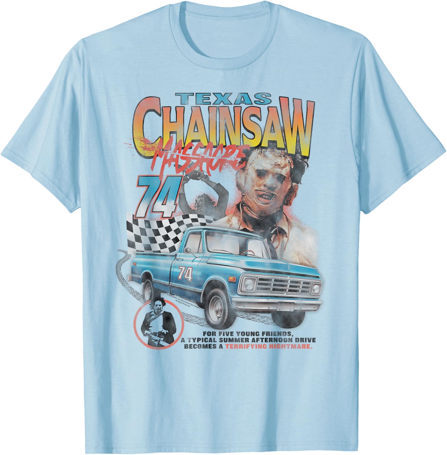 Texas Chainsaw Massacre Pickup Truck Racing Horror T-Shirt for Fans - 1