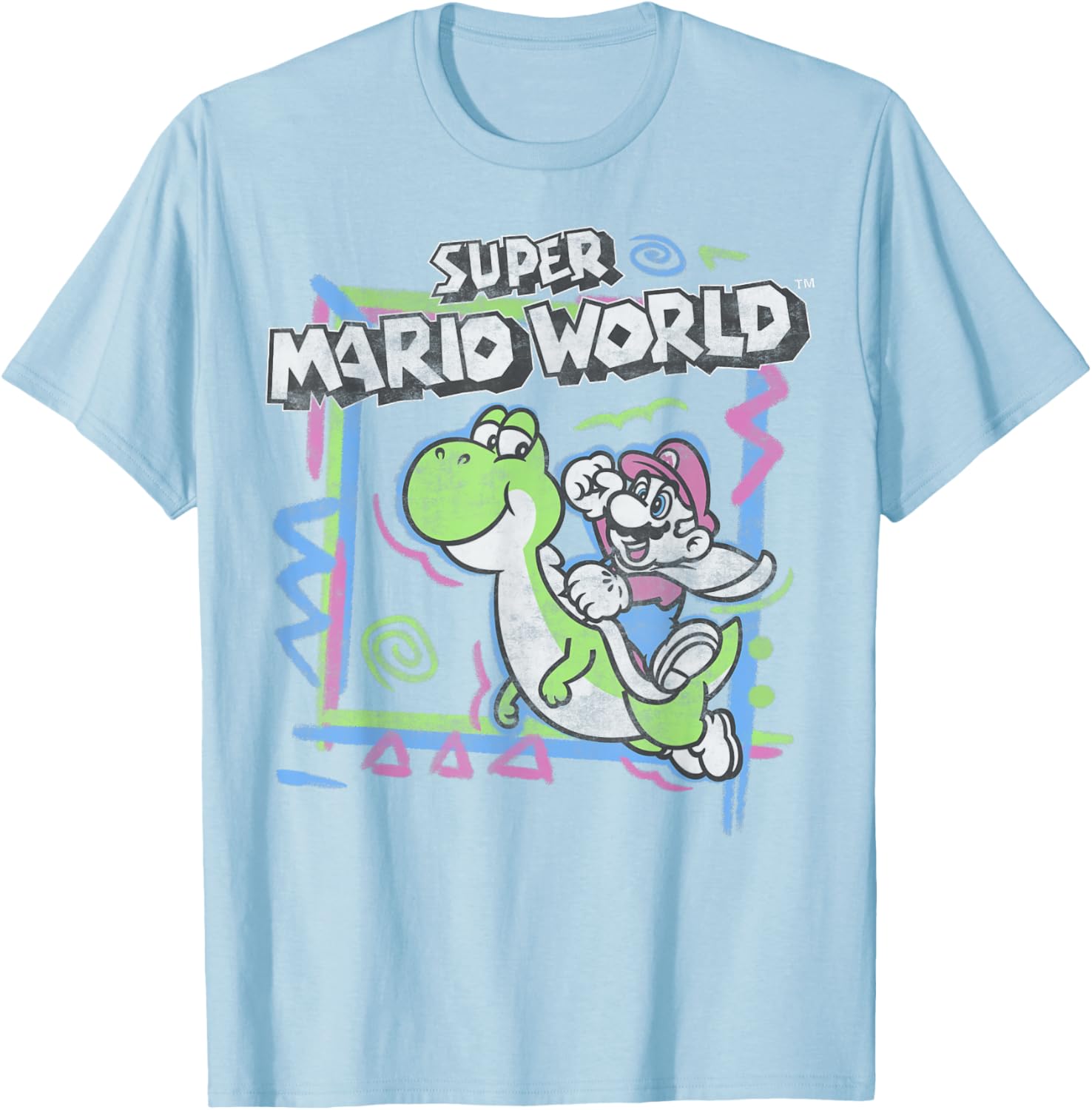 Retro Super Mario World Neon Yoshi Ride T-Shirt for Gamers and Fans - 4
