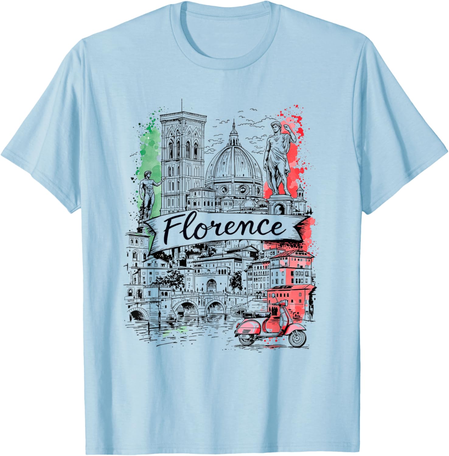 Vintage Florence Italy Art T-Shirt Souvenir for Travel Lovers - 2