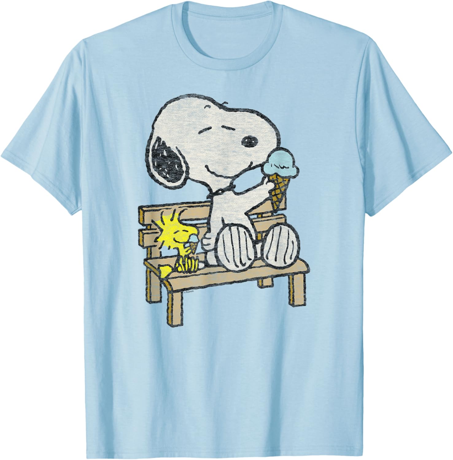 Snoopy and Woodstock Bench T-Shirt - Adorable Peanuts Apparel for Fans - 8