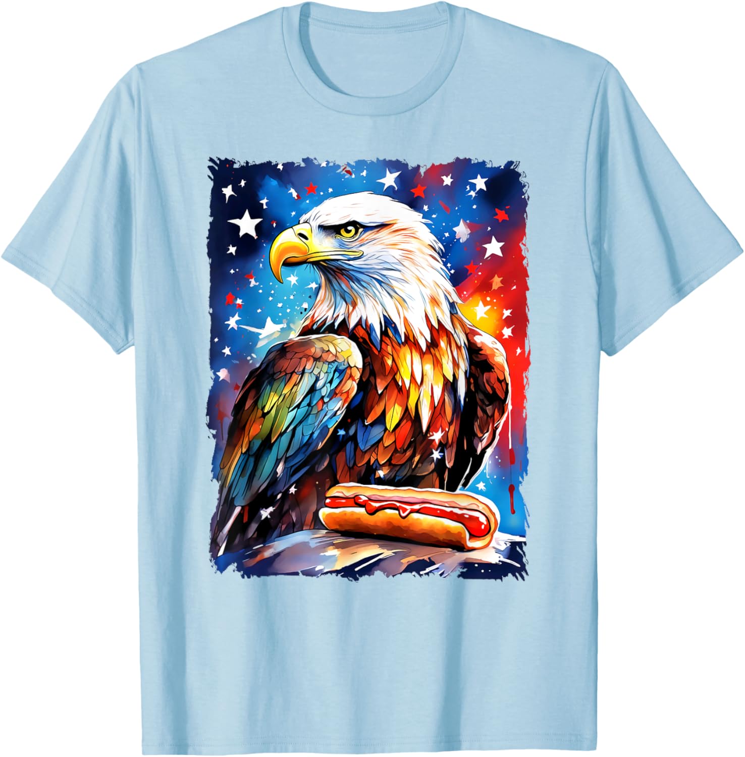 Patriotic 4th of July T-Shirt with Hotdog and Eagle Design for All Ages - 13