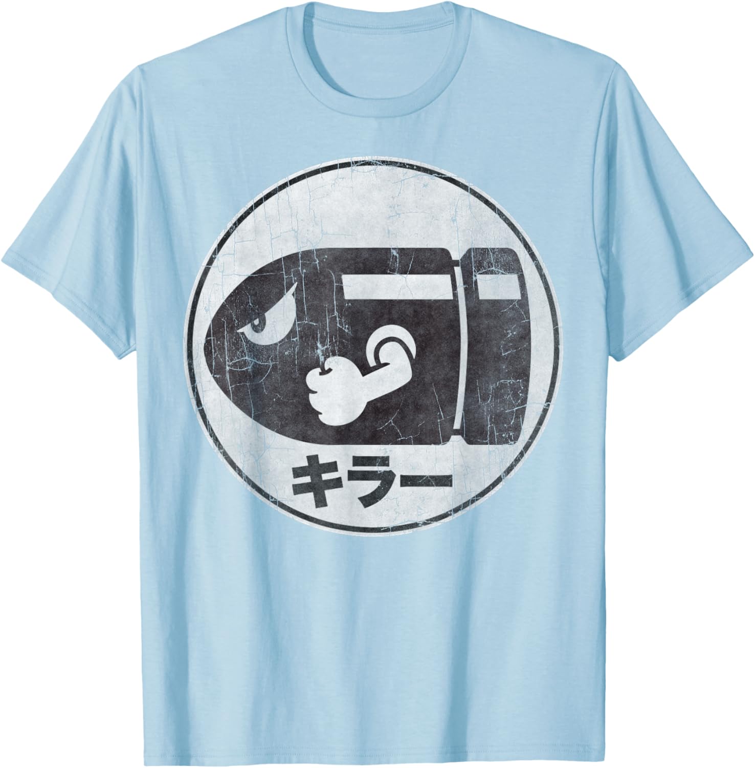 Super Mario Bullet Bill Distressed Kanji Logo T-Shirt for Fans - 1