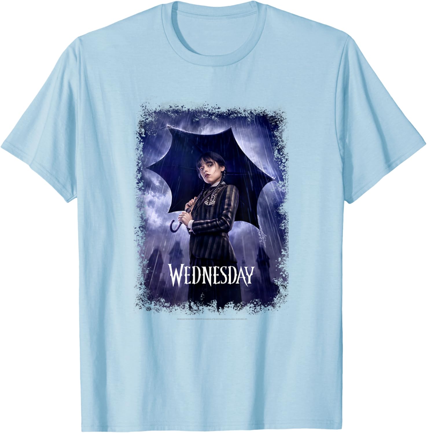 Wednesday Black Umbrella Rain Portrait T-Shirt for Fashion Lovers - 1