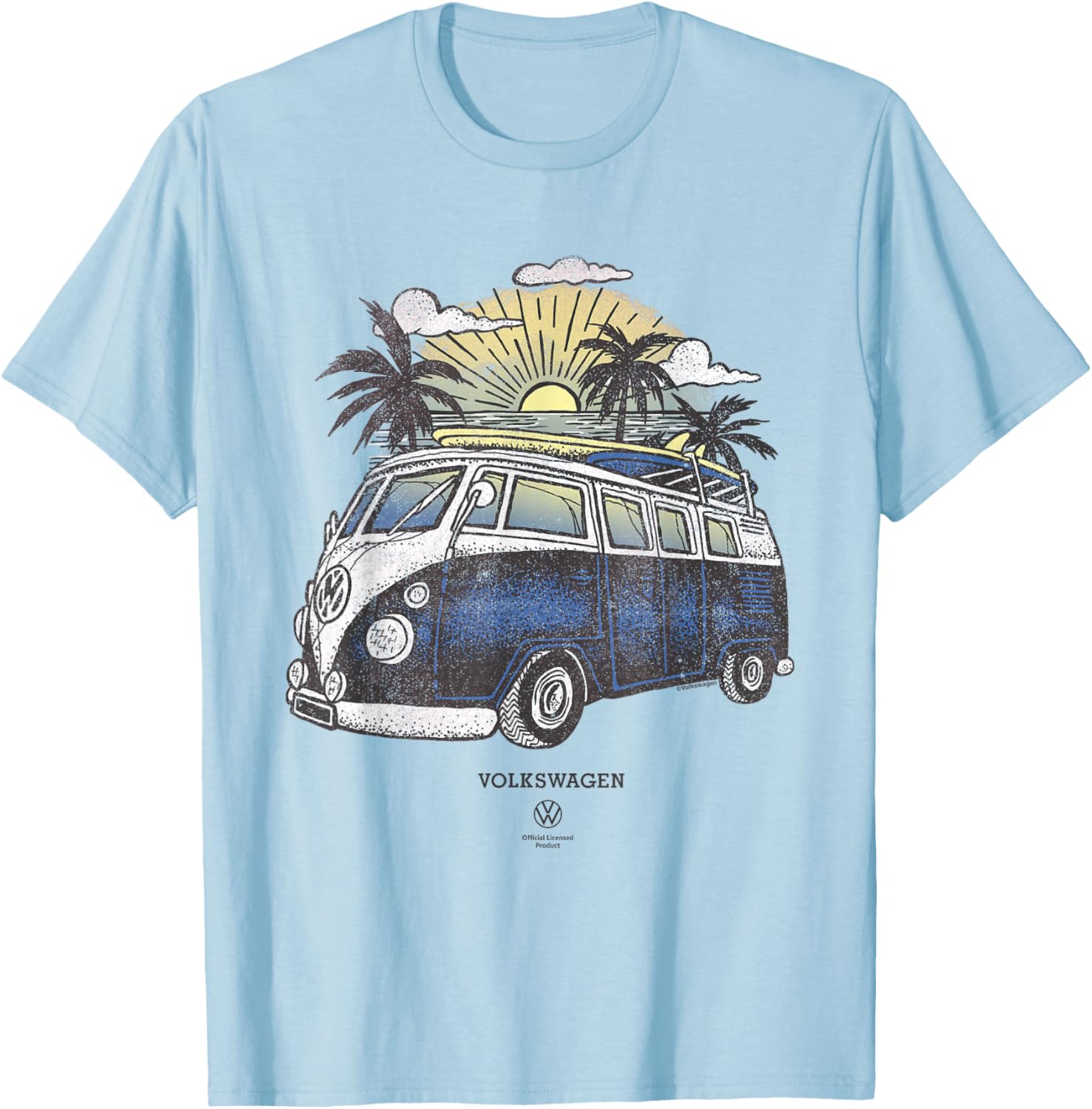 Volkswagen Type 2 T1 Campervan Beach Sketch T-Shirt for Adventure Lovers - 7