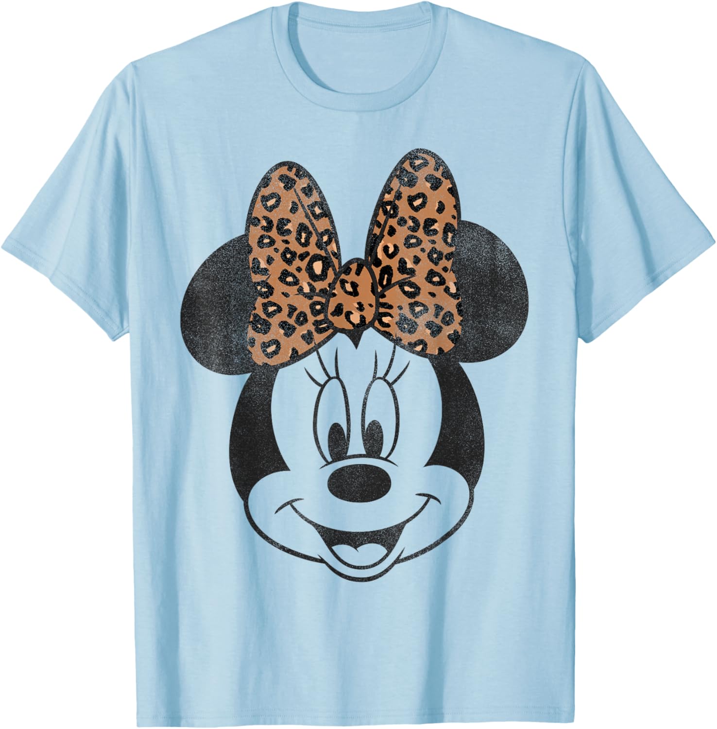 Vintage Disney Minnie Mouse Distressed Leopard Bow T-Shirt for Women - 6