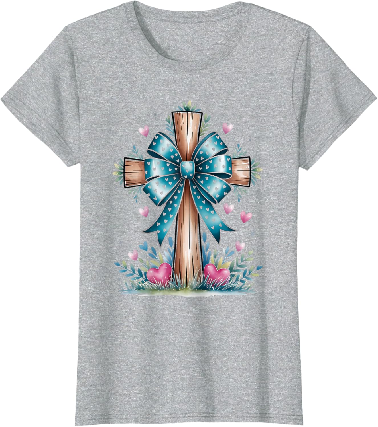 Rustic Floral Cross T-Shirt for Easter Spring Christian Faith Enthusiasts - 2