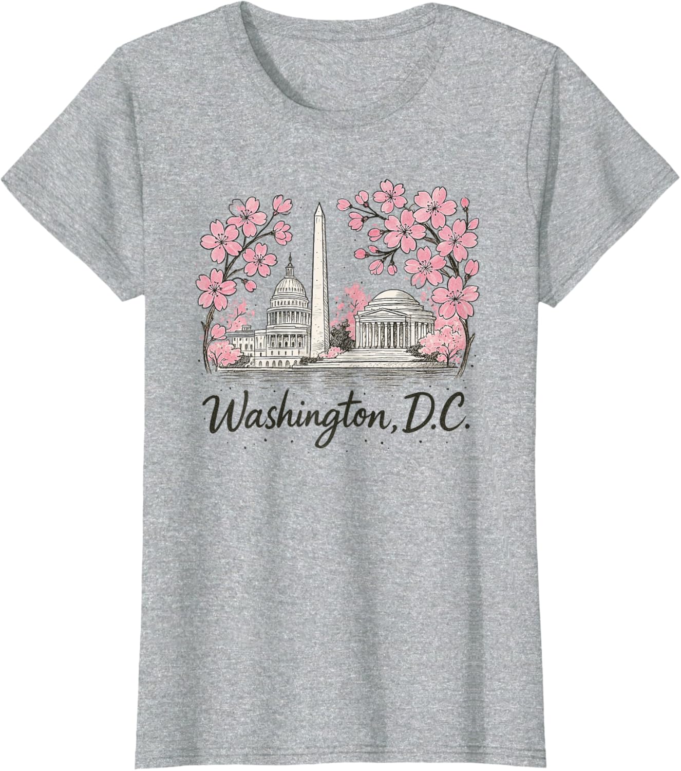 Washington DC Landmarks Cherry Blossoms Women's T-Shirt for Spring Style - 1
