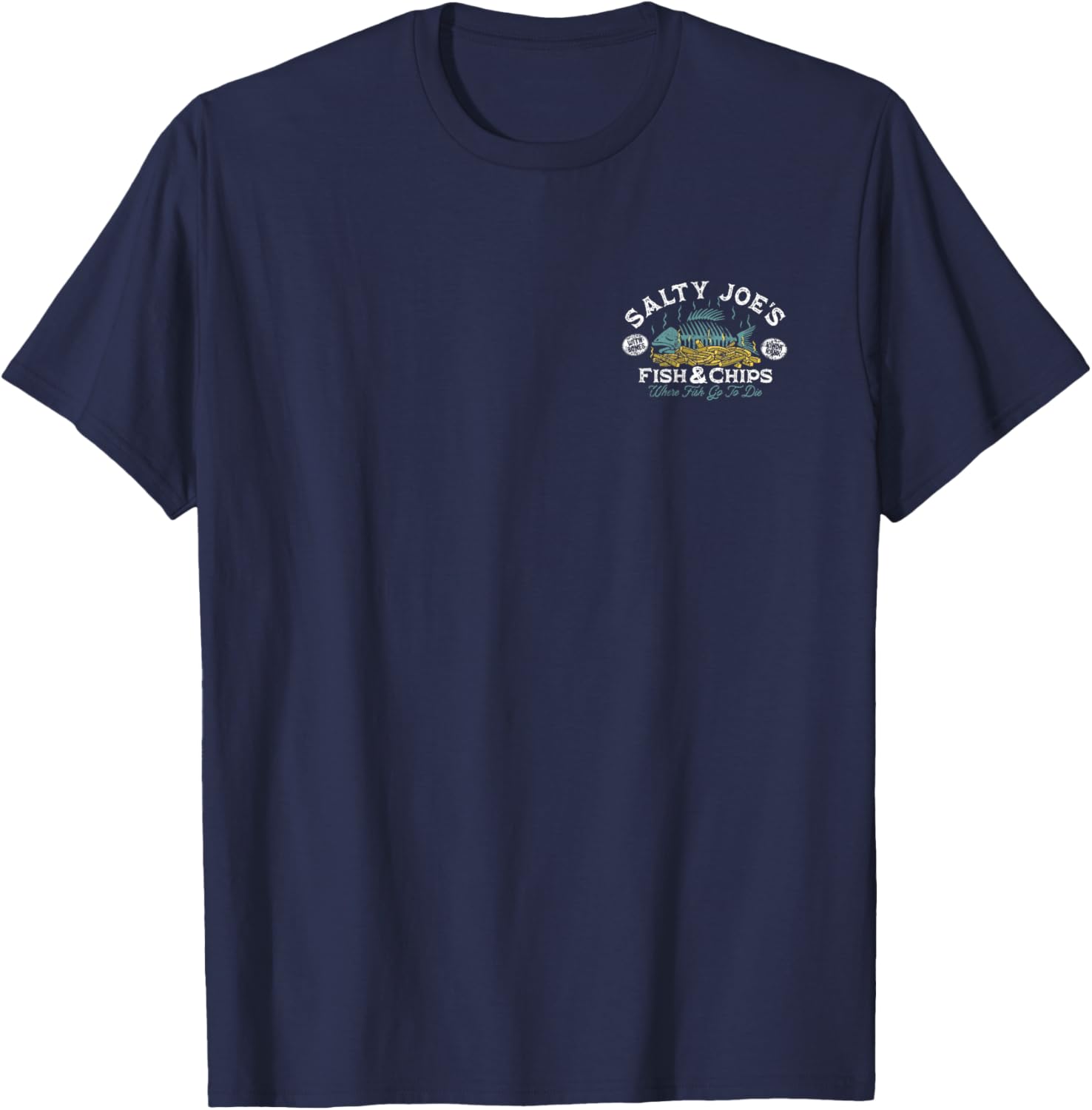 Salty Joe's Fish and Chips Logo Graphic T-Shirt for Casual Style Fans - 9