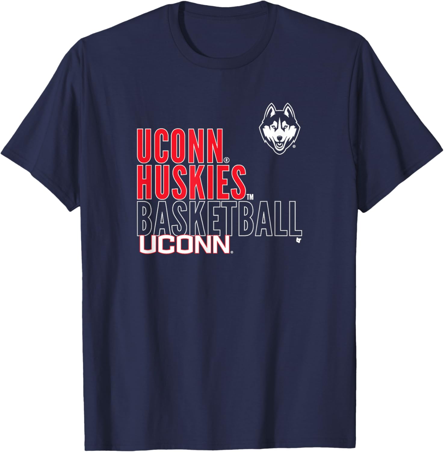 UConn Basketball Text Logo Overlay T-Shirt for Fans and Athletes - 1