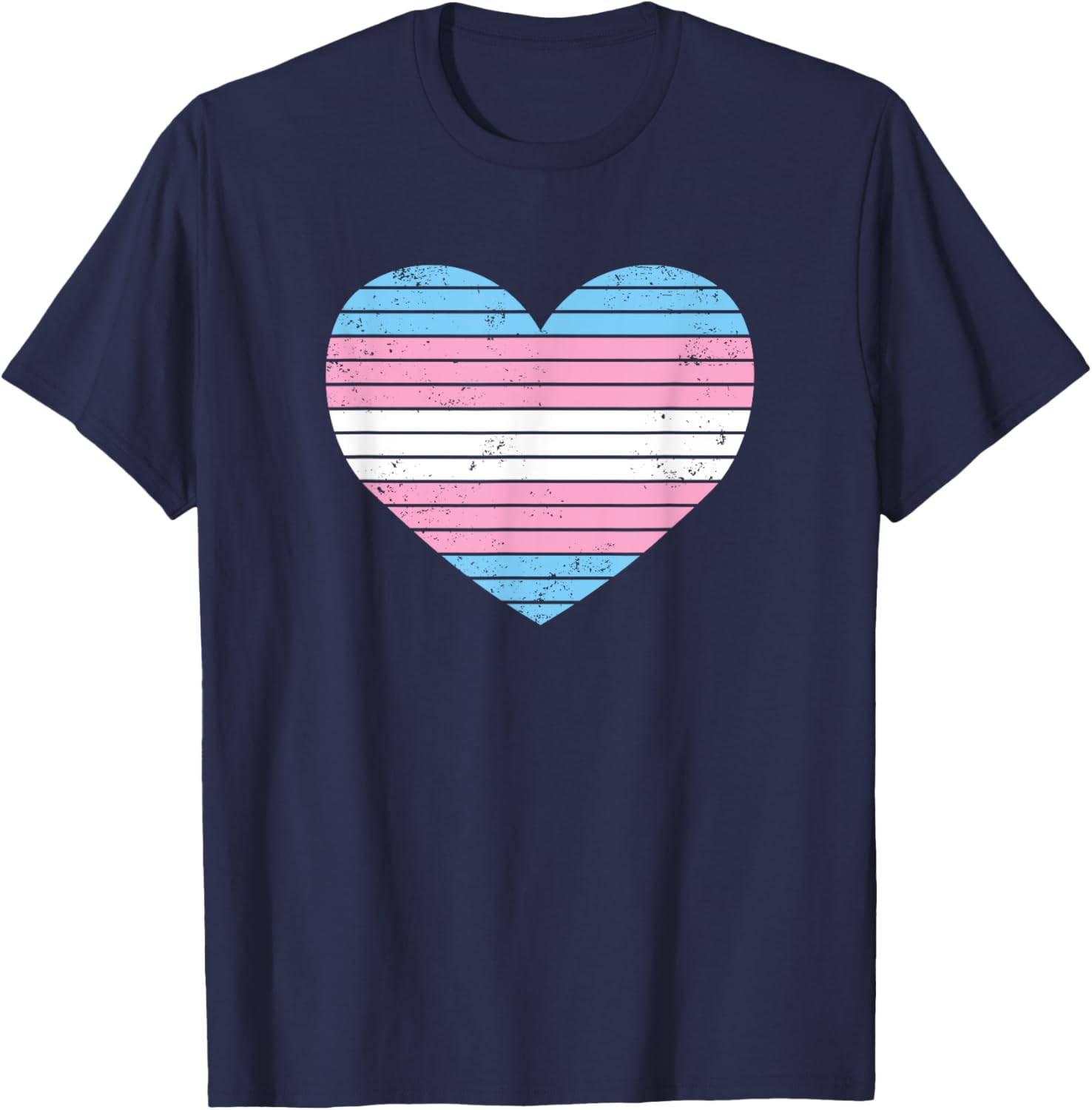 Vintage Heart Transgender Gay Pride Flag T-Shirt for LGBTQIA Supporters - 8