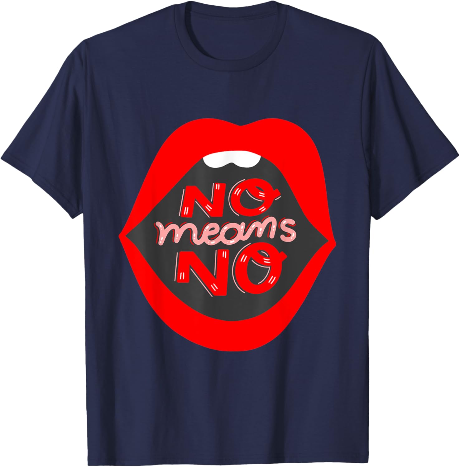 Retro Feminist No Means No Consent Pop Art Lips T-Shirt for Awareness - 18