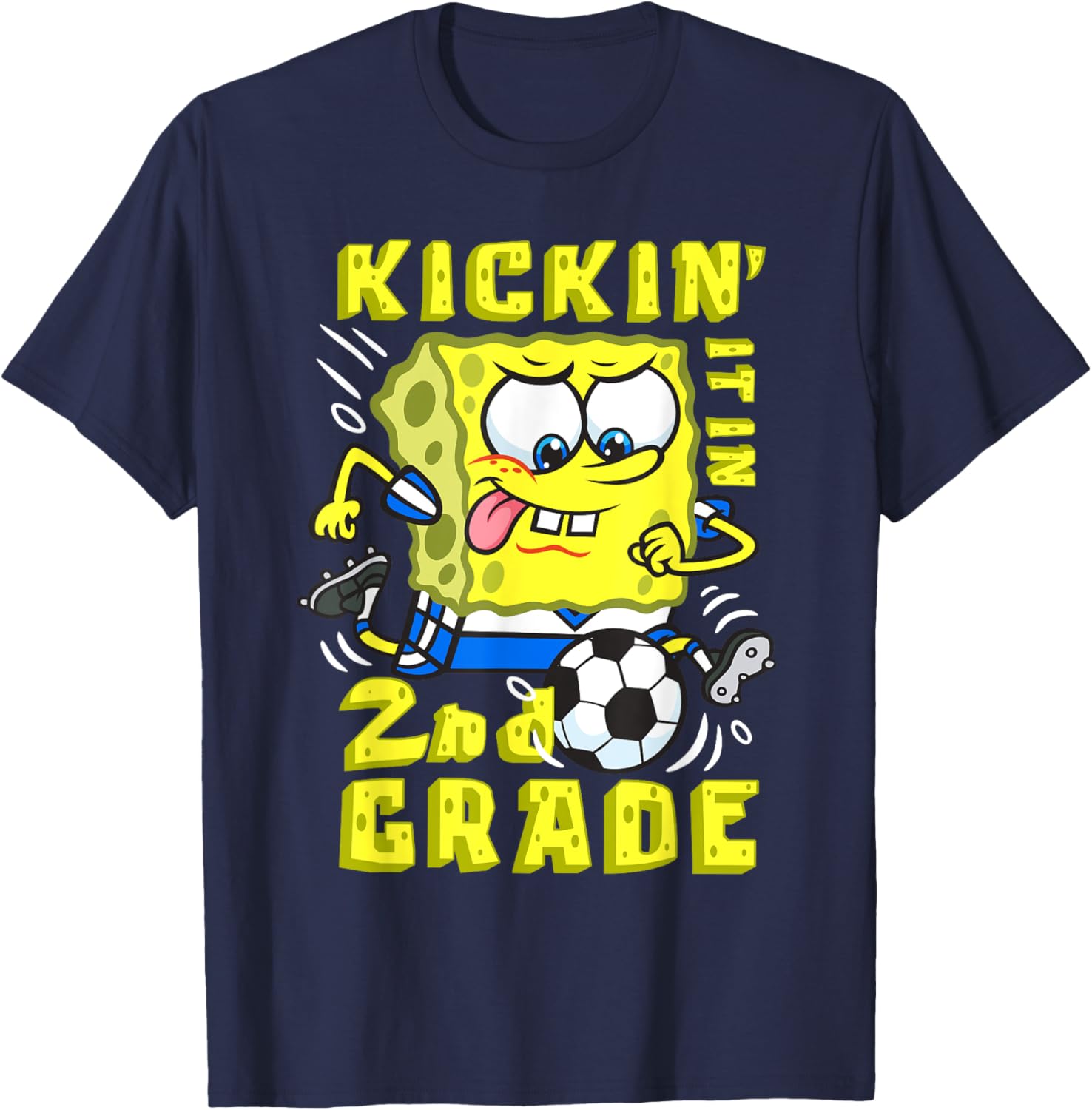 SpongeBob SquarePants Kickin It In 2nd Grade Soccer T-Shirt Gift for Kids - 4
