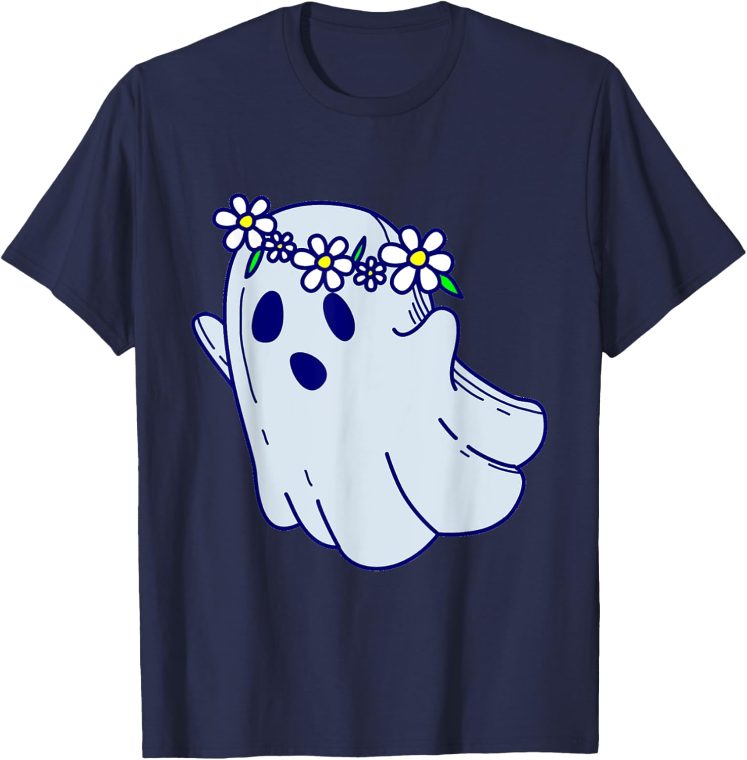 Groovy Halloween Ghost Boho Floral 1960s Goth T-Shirt for Spooky Style - 13