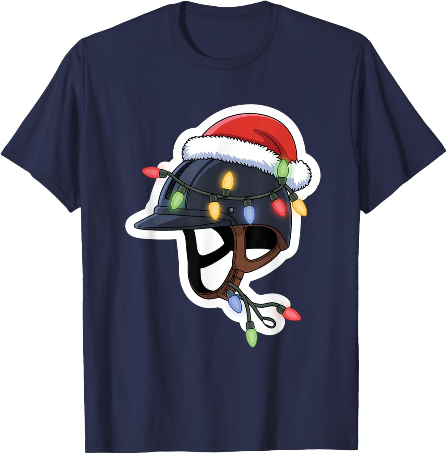 Festive Christmas Riding Helmet Holiday T-Shirt for Equestrian Fans - 2