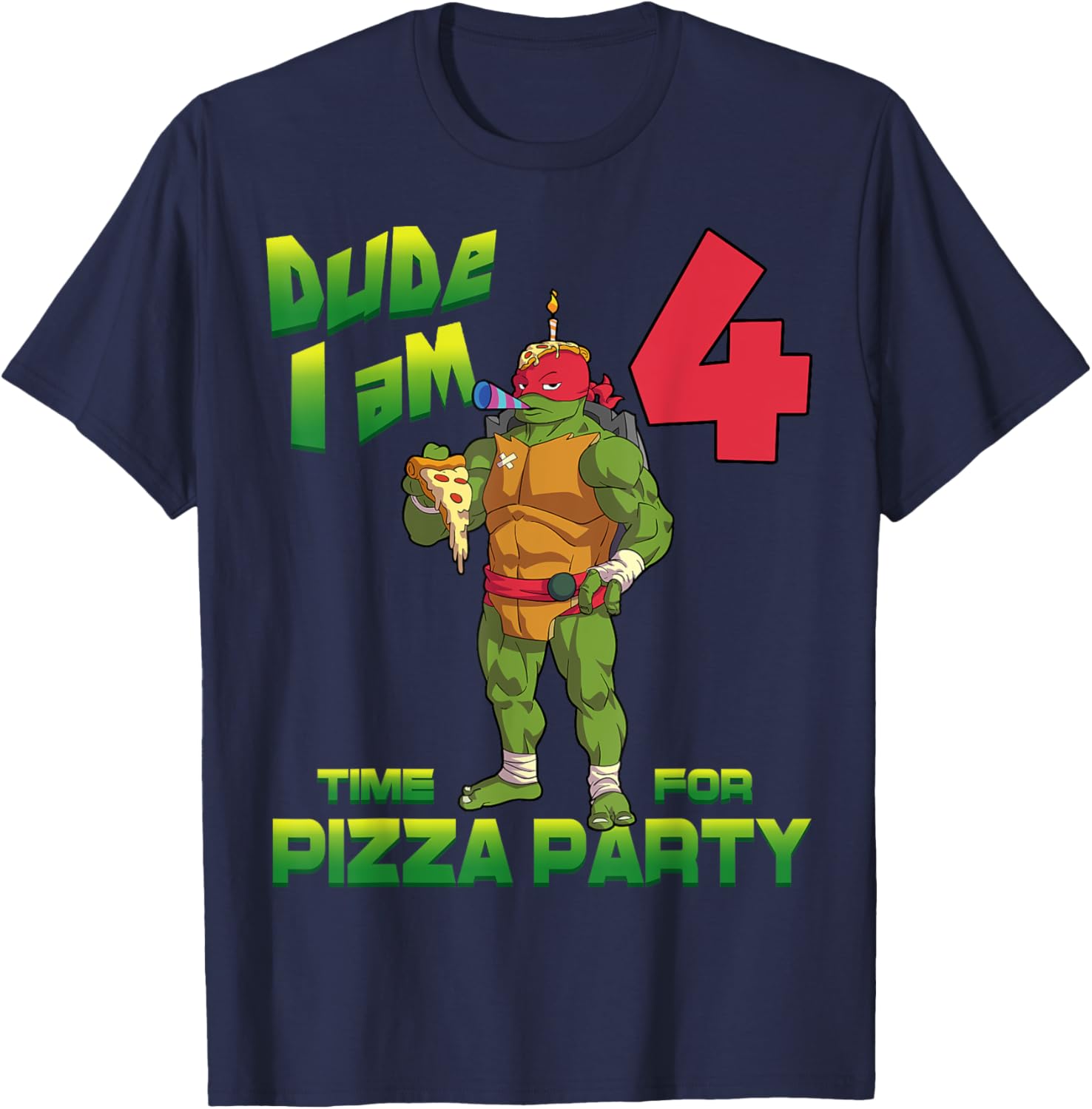 TMNT Raph Pizza Birthday Party T-Shirt for 4 Year Olds - Fun Kid's Clothing - 2