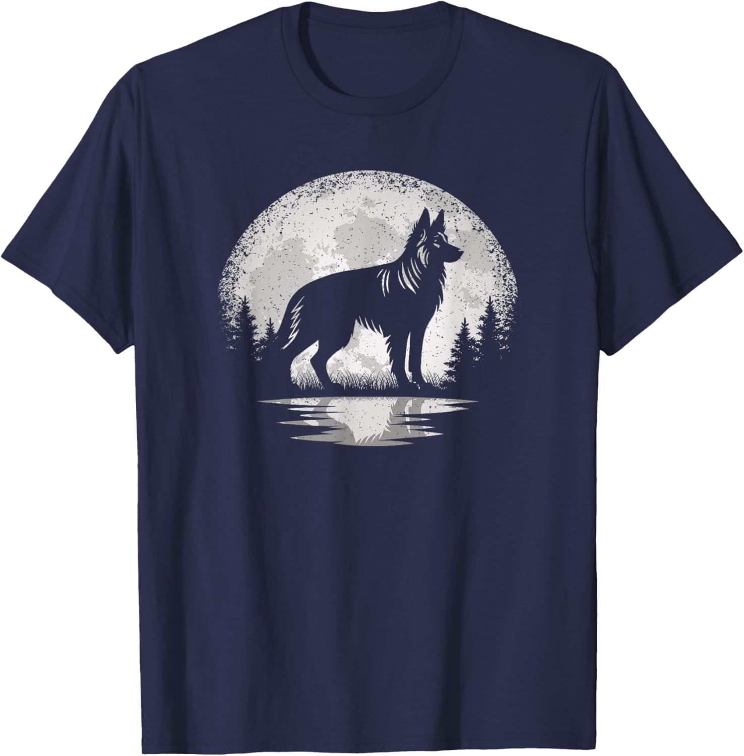 Vintage German Shepherd Moon T-Shirt for Dog Lovers - Unisex Style - 1
