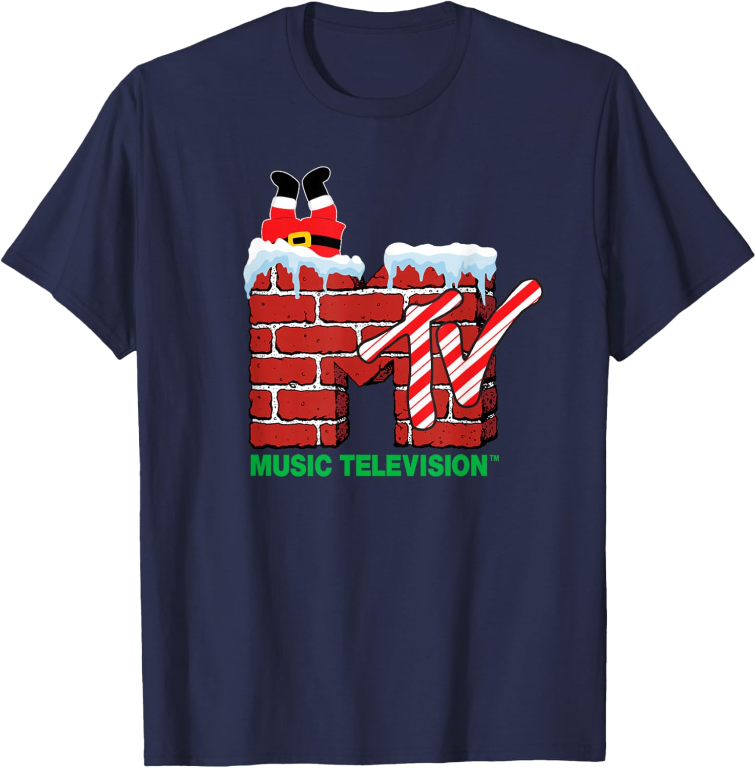 MTV Christmas Santa Claus Chimney Vintage T-Shirt for Holiday Cheer - 20