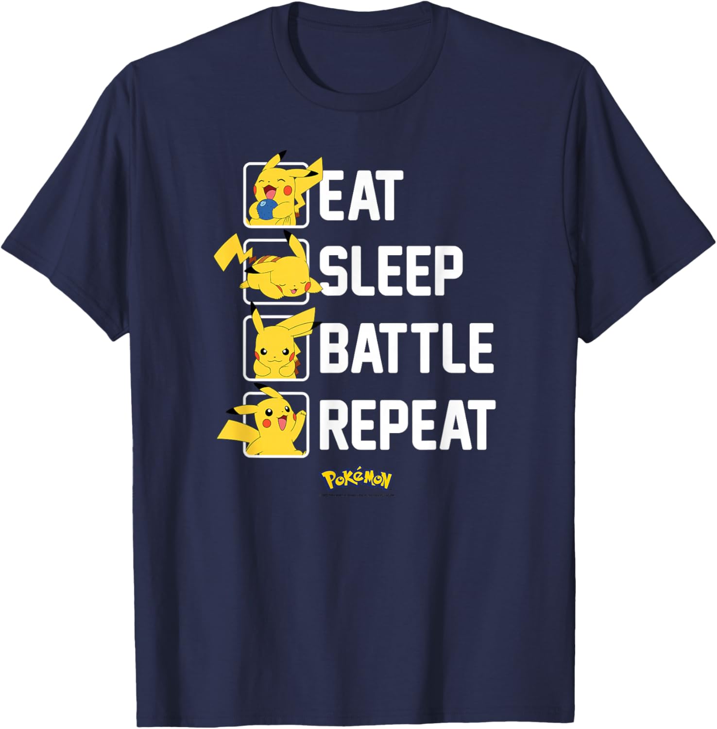 Pikachu Eat Sleep Battle Repeat T-Shirt for Pokémon Fans and Gamers - 15