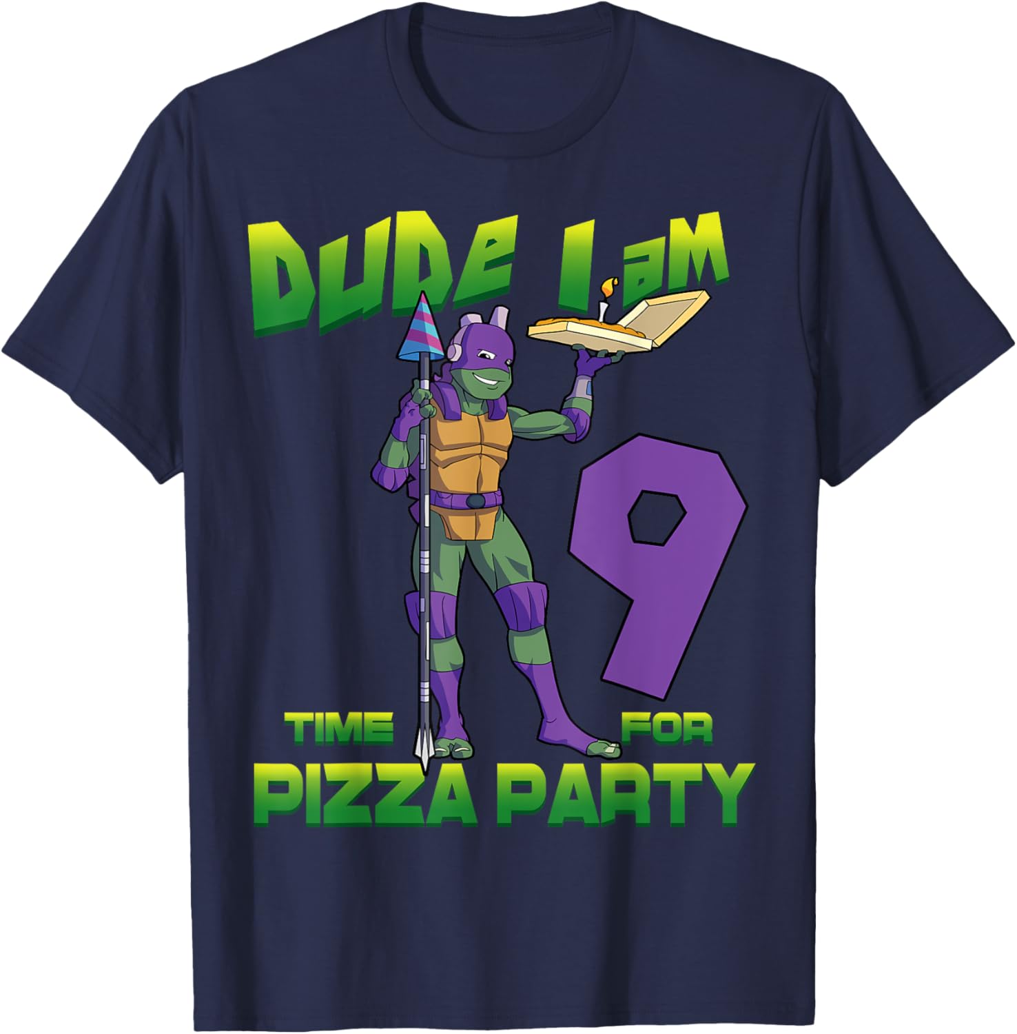 TMNT Birthday T-Shirt for Kids - Dude I am 9 Years Old Donnie Style - 8