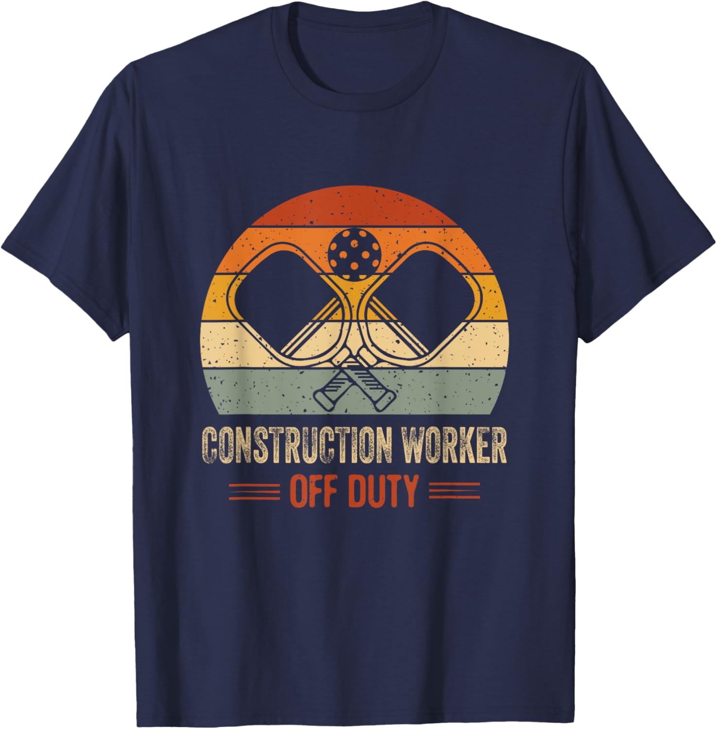 Vintage Sunset Off Duty Construction Worker Pickleball T-Shirt Fun Design - 7