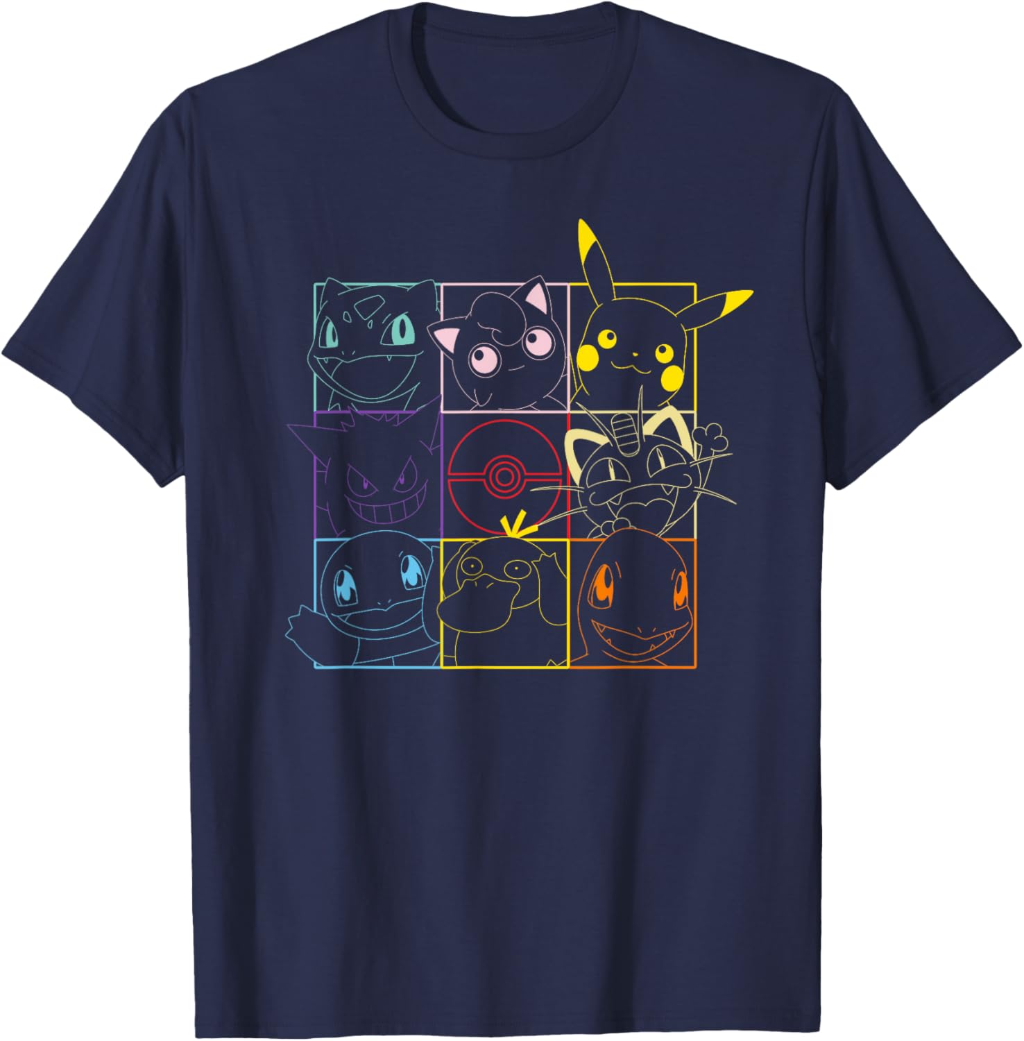 Pokemon Adult Unisex Black Grid T-Shirt for Casual Style Fun - 8