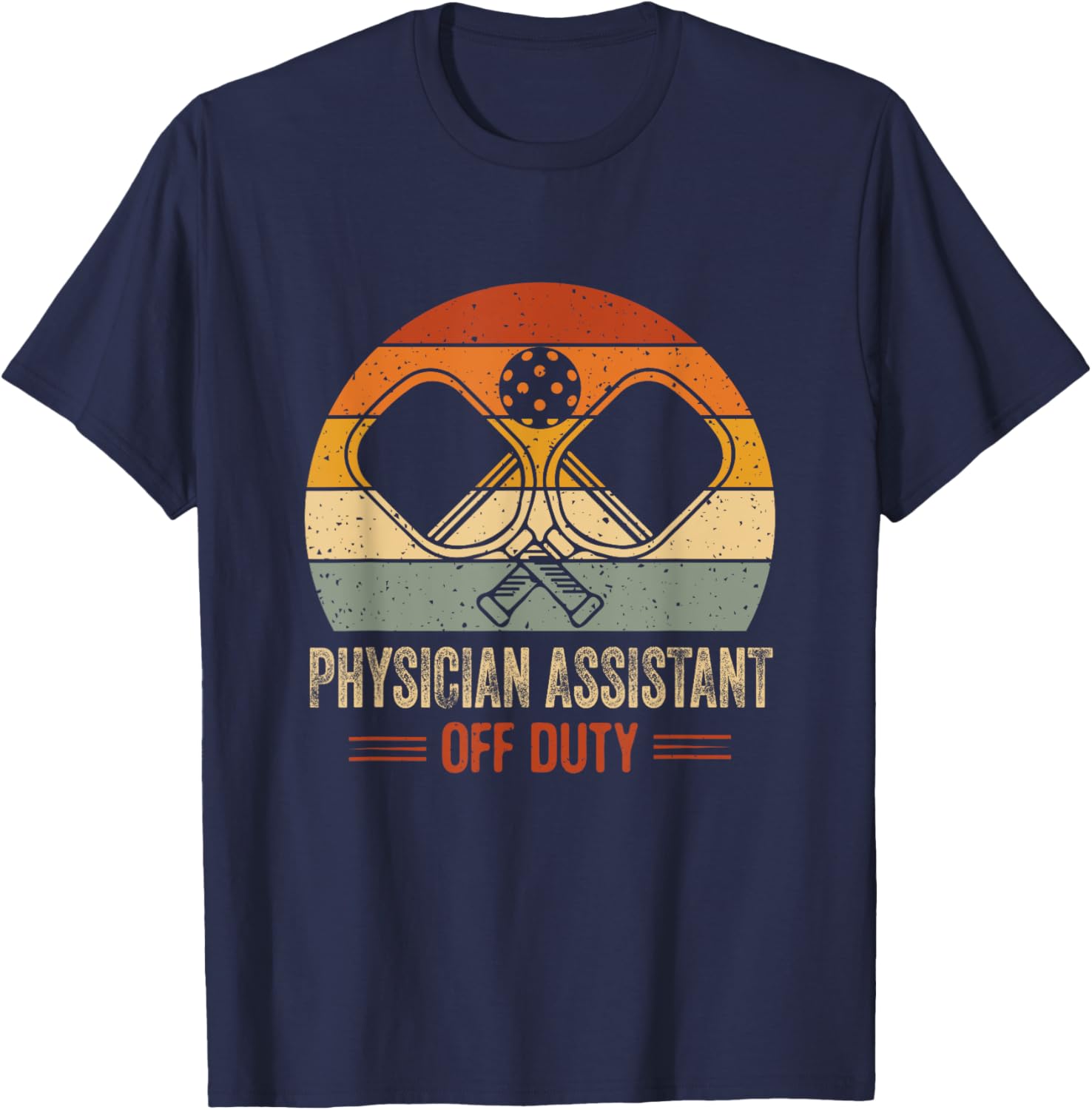 Vintage Sunset Off Duty Physician Assistant Pickleball T-Shirt for Fun - 6