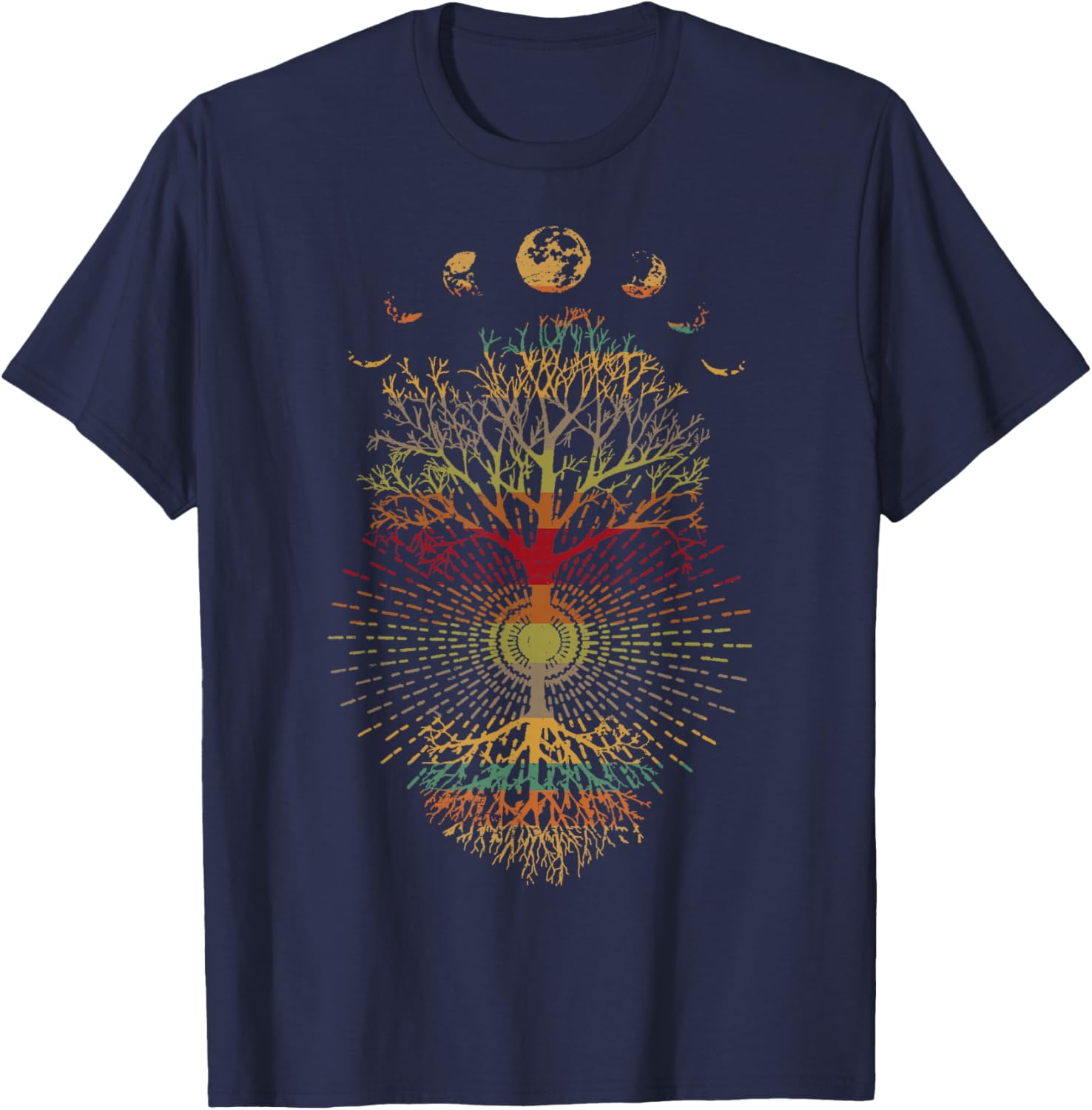 Phases of the Moon Retro Tree of Life T-Shirt 60s 70s Vibe - 4