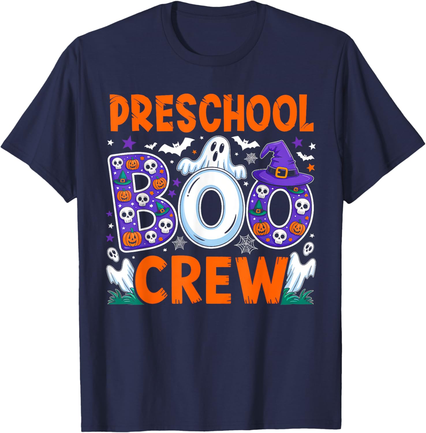 Funny Halloween T-Shirt for Preschool Teachers and Students Boo Crew - 16