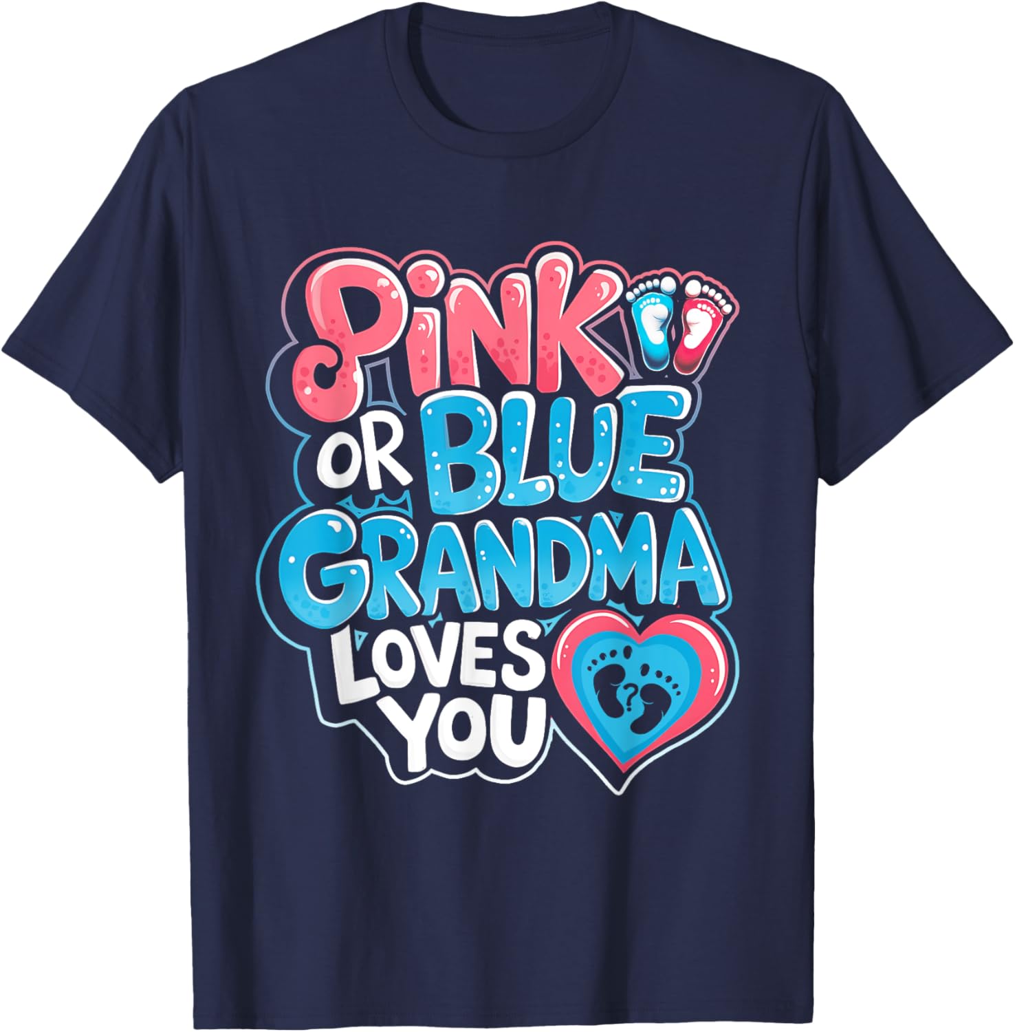 Pink or Blue Grandma Loves You Gender Reveal Party T-Shirt for Fun Celebrations - 3