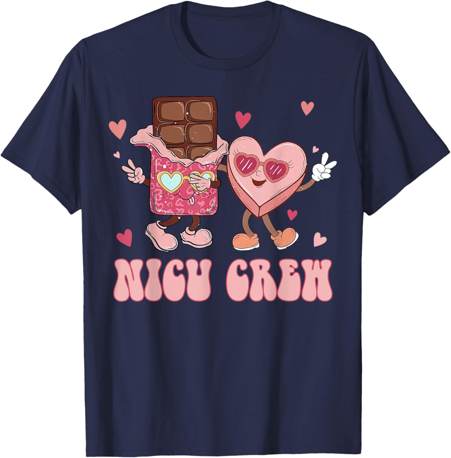 Retro NICU Crew Valentine's Day T-Shirt for Nurses with Cute Heart Design - 19