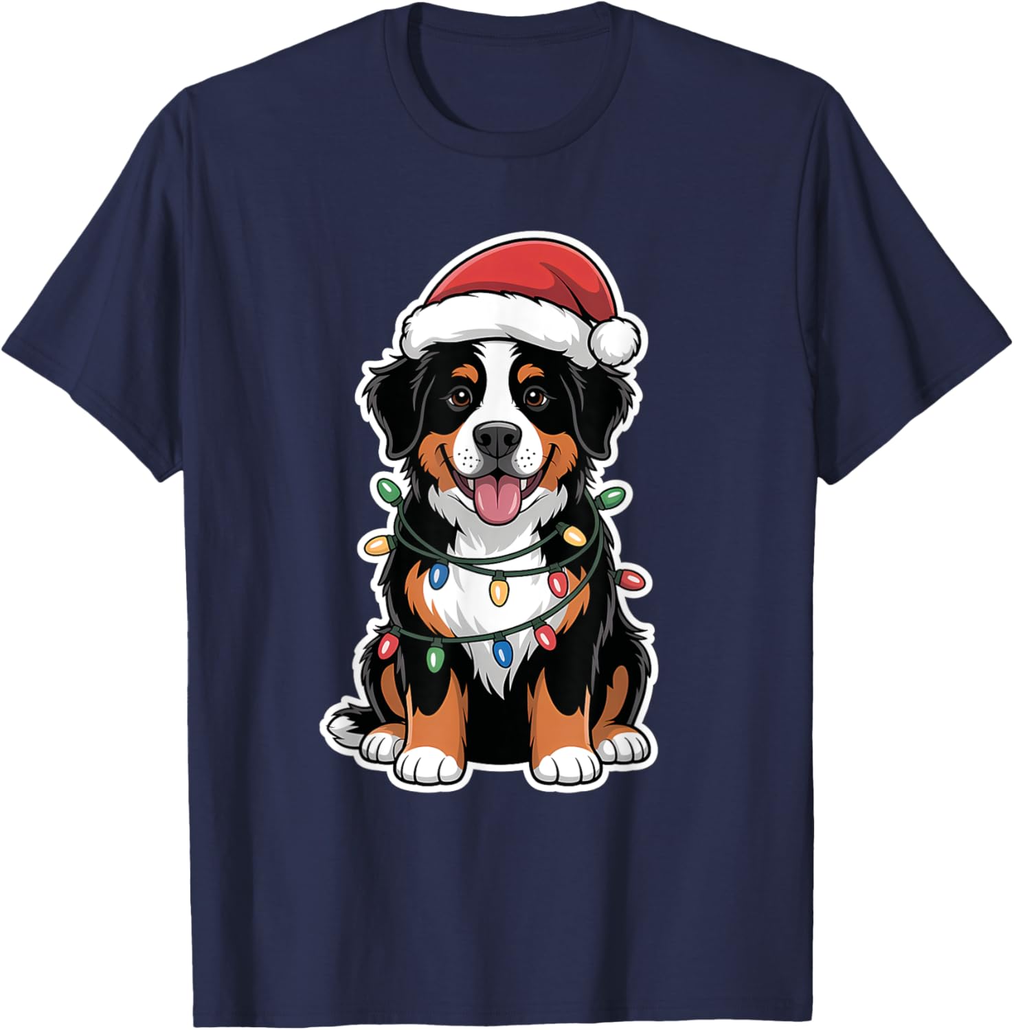 Bernese Mountain Dog Christmas Lights T-Shirt for Holiday Cheer - 3