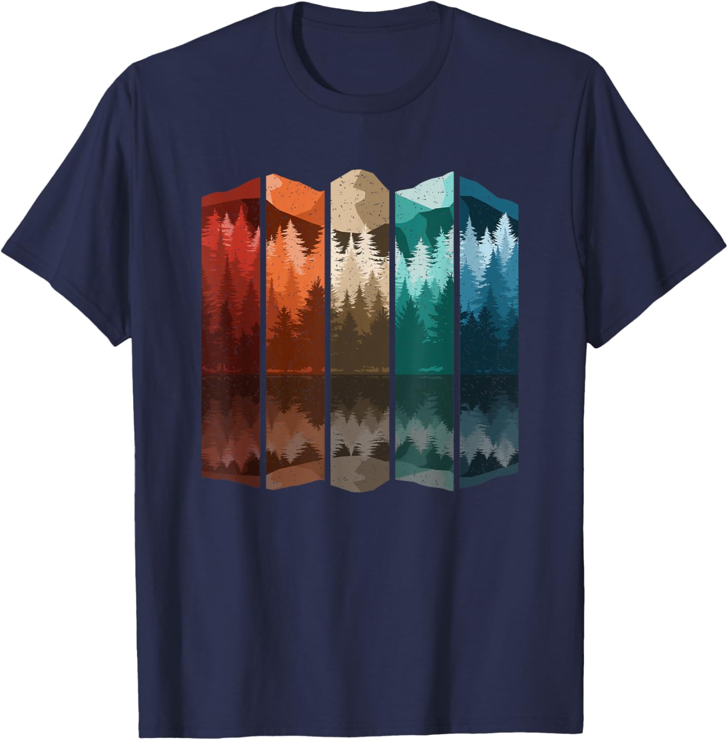Vintage Mountain Forest Tree T-Shirt for Men - Retro Nature Style Apparel - 23