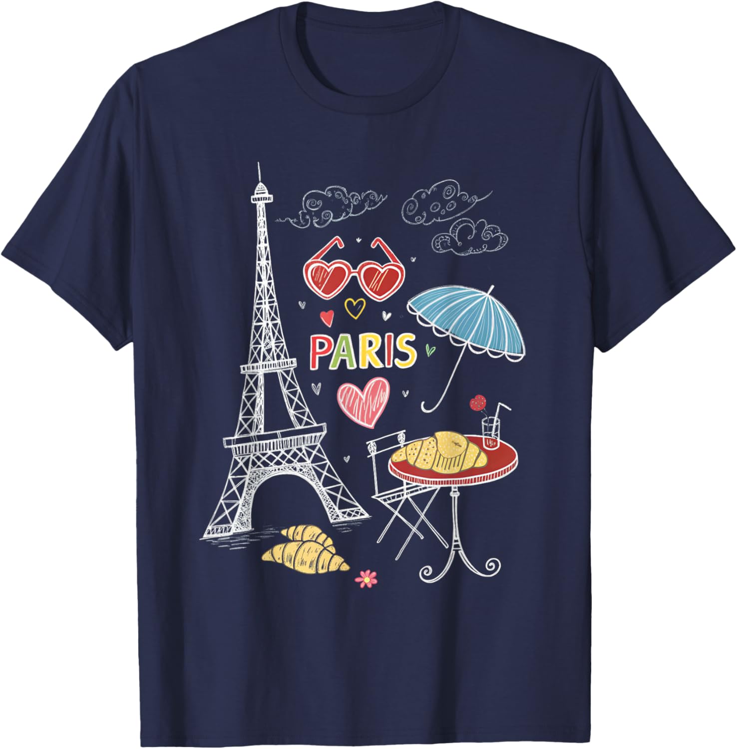 Paris Eiffel Tower Cafe Scene T-Shirt for Girls - Perfect Travel Souvenir - 14