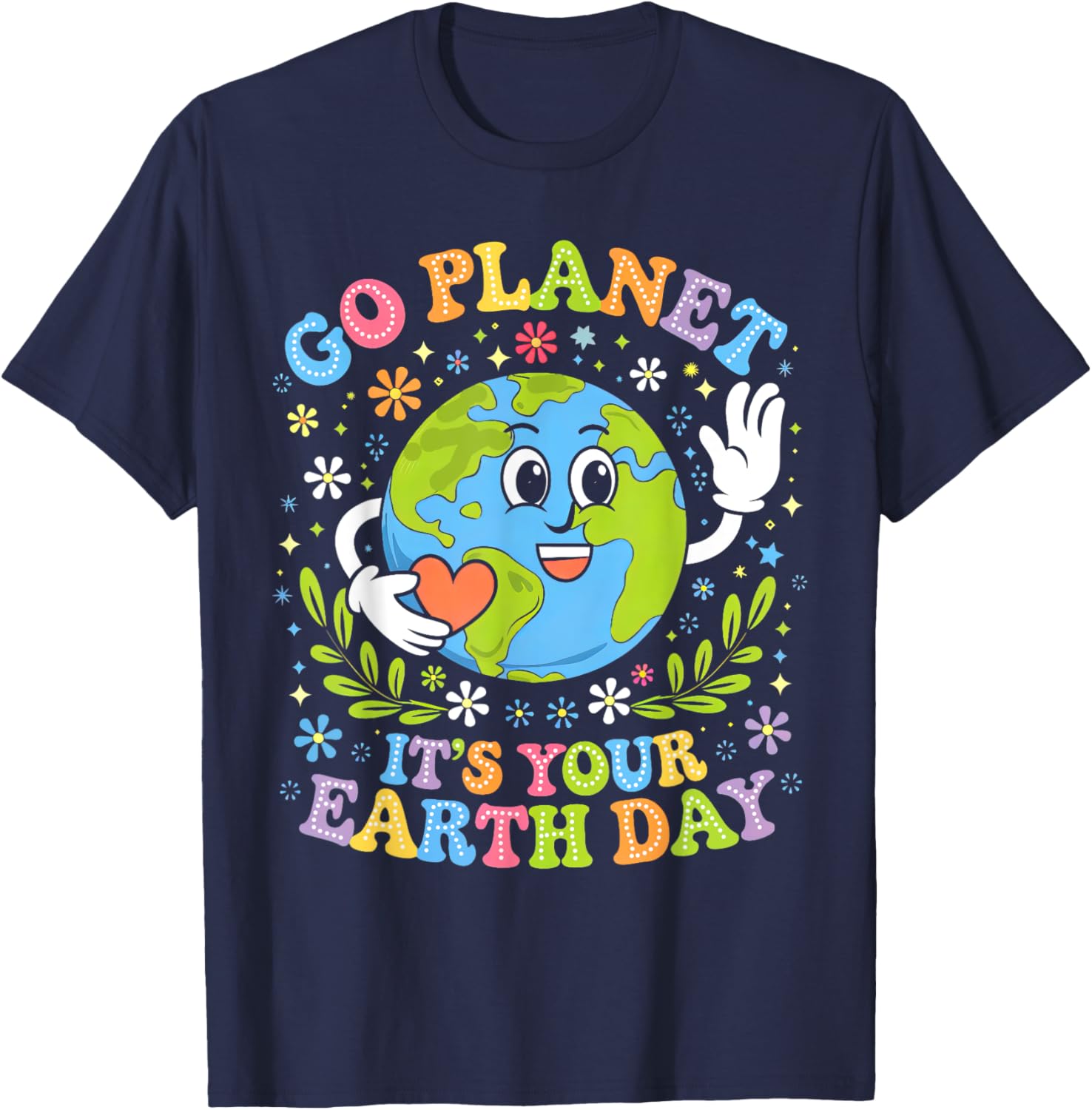 Groovy Go Planet Earth Day 2025 Teacher Kids T-Shirt for Fun Learning - 8