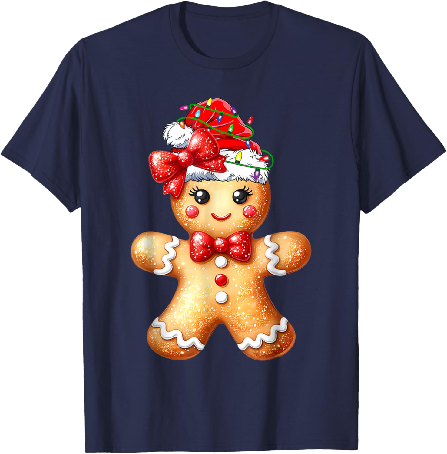 Merry Christmas Gingerbread Santa T-Shirt for Girls and Women - 27