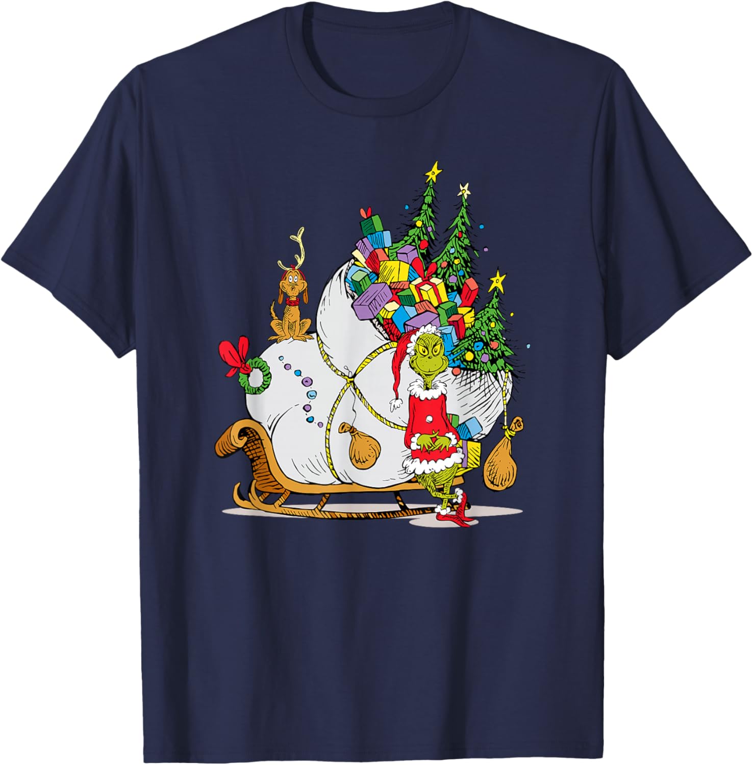 Dr. Seuss Grinch Sleigh T-Shirt - Fun Christmas Apparel for Everyone - 5