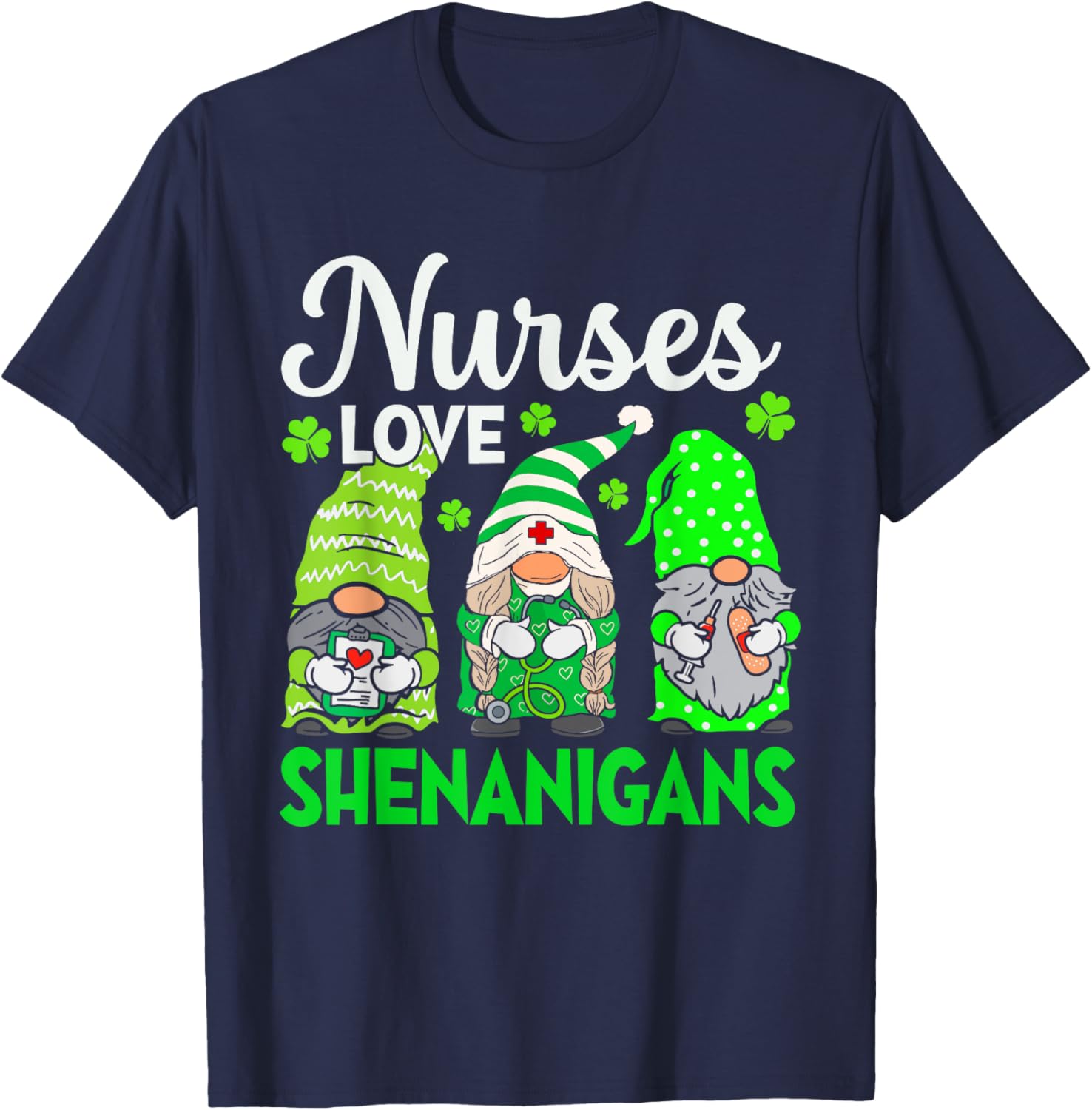 St Patricks Day Gnomes Nurses Love Shenanigans Scrub Top for Women - 8