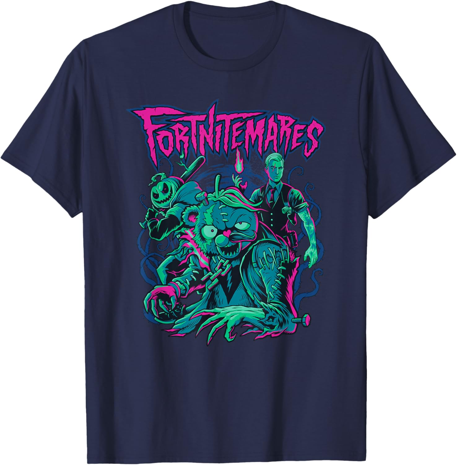 Fortnite Halloween Fortnitemares Retro Horror Group Shot T-Shirt for Fans - 10