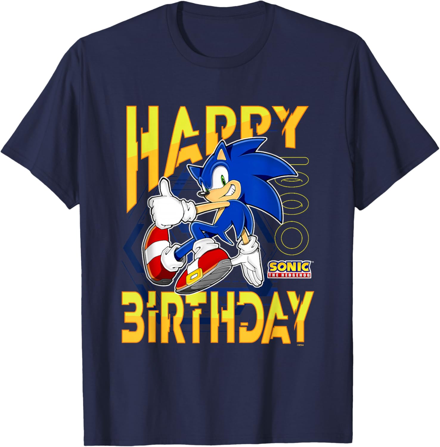 Sonic The Hedgehog Birthday T-Shirt with Thumbs Up Logo for Kids - 8