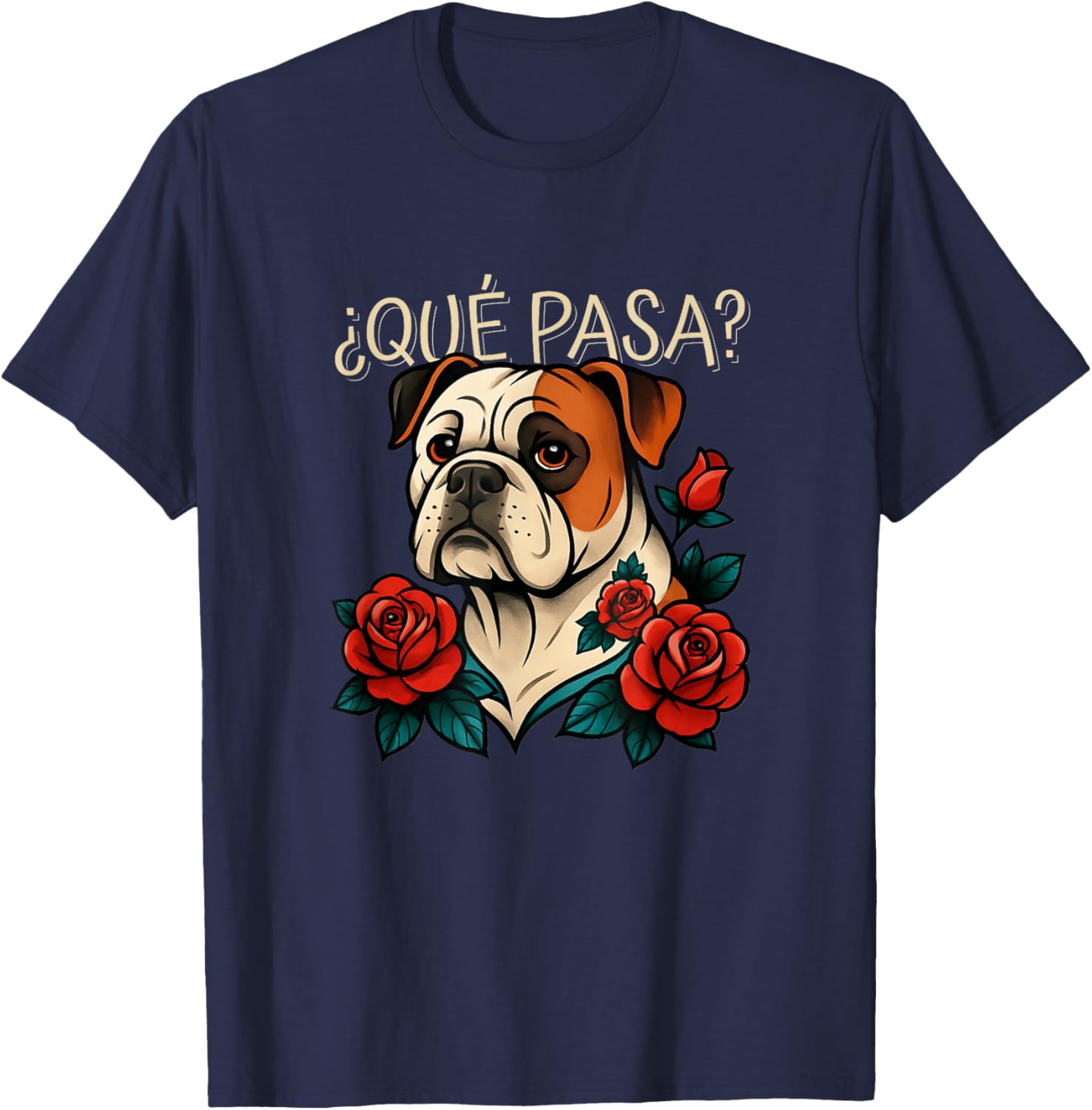 Que Pasa American Bulldog Rose Tattoo T-Shirt for Dog Lovers - 4