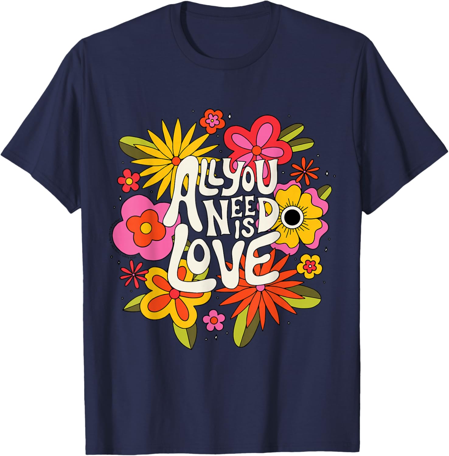 The Beatles All You Need Is Love Retro Floral T-Shirt for Music Lovers - 2